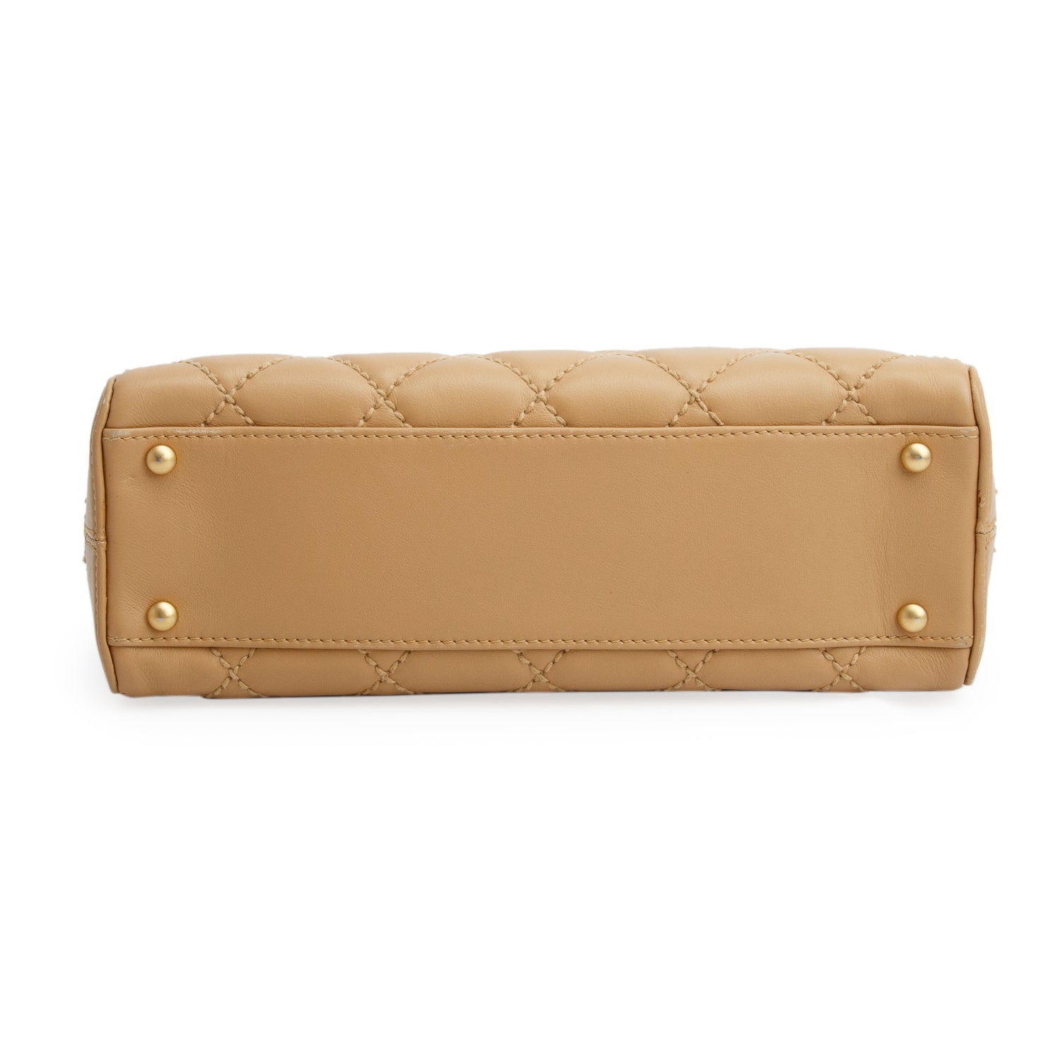 Chanel Beige Calfskin Contrast Stich Surpique Bowler w/ Authenticity Card & Pouch