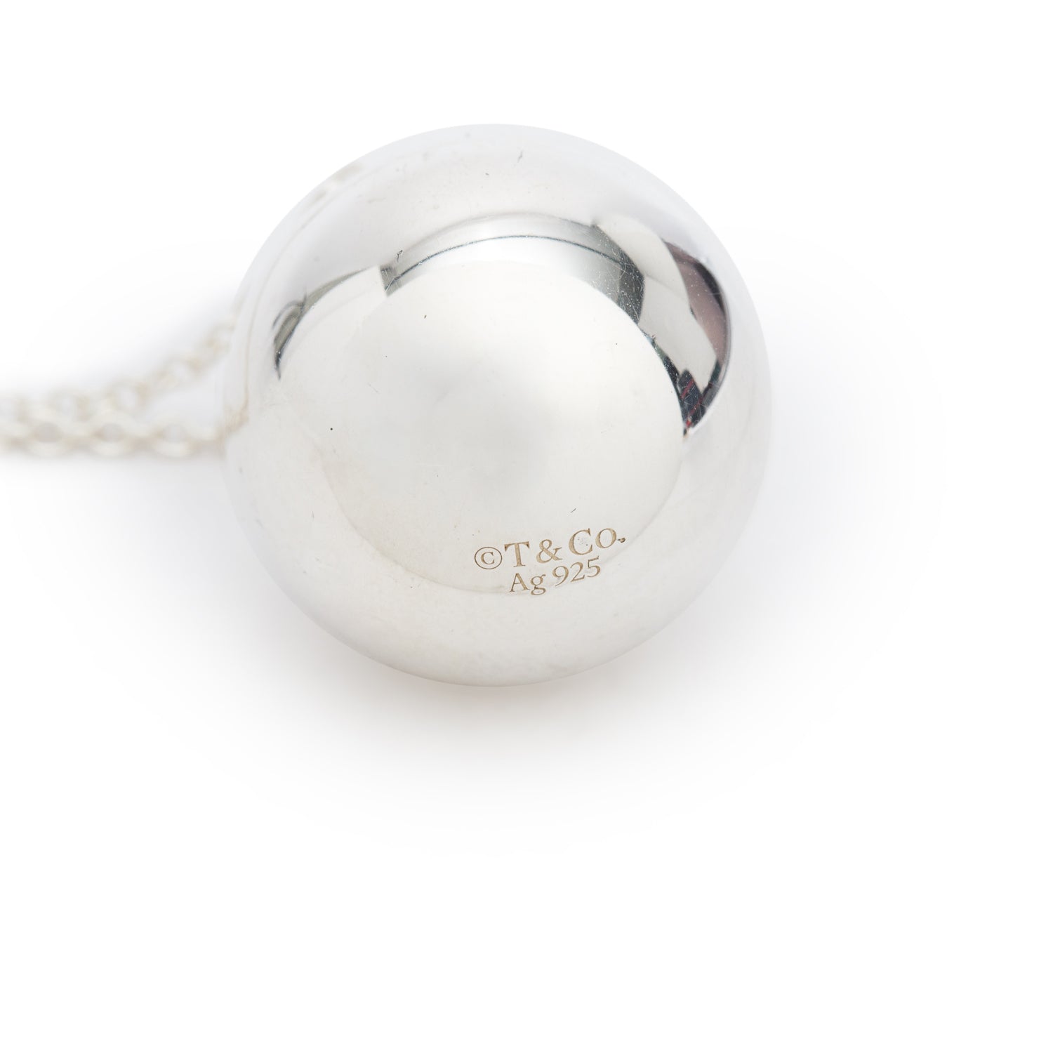 Tiffany & Co. Sterling Silver HardWear 19 MM Ball Pendant Necklace