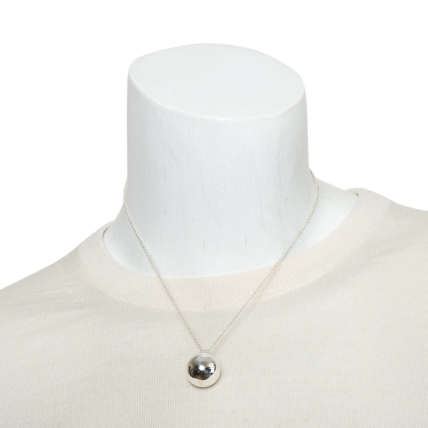 Tiffany & Co. Sterling Silver HardWear 19 MM Ball Pendant Necklace