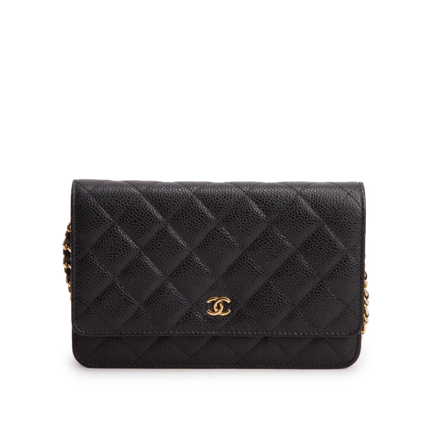 Chanel Black Caviar Quilted Classic Wallet on Chain w/ Box & Authenticity Card