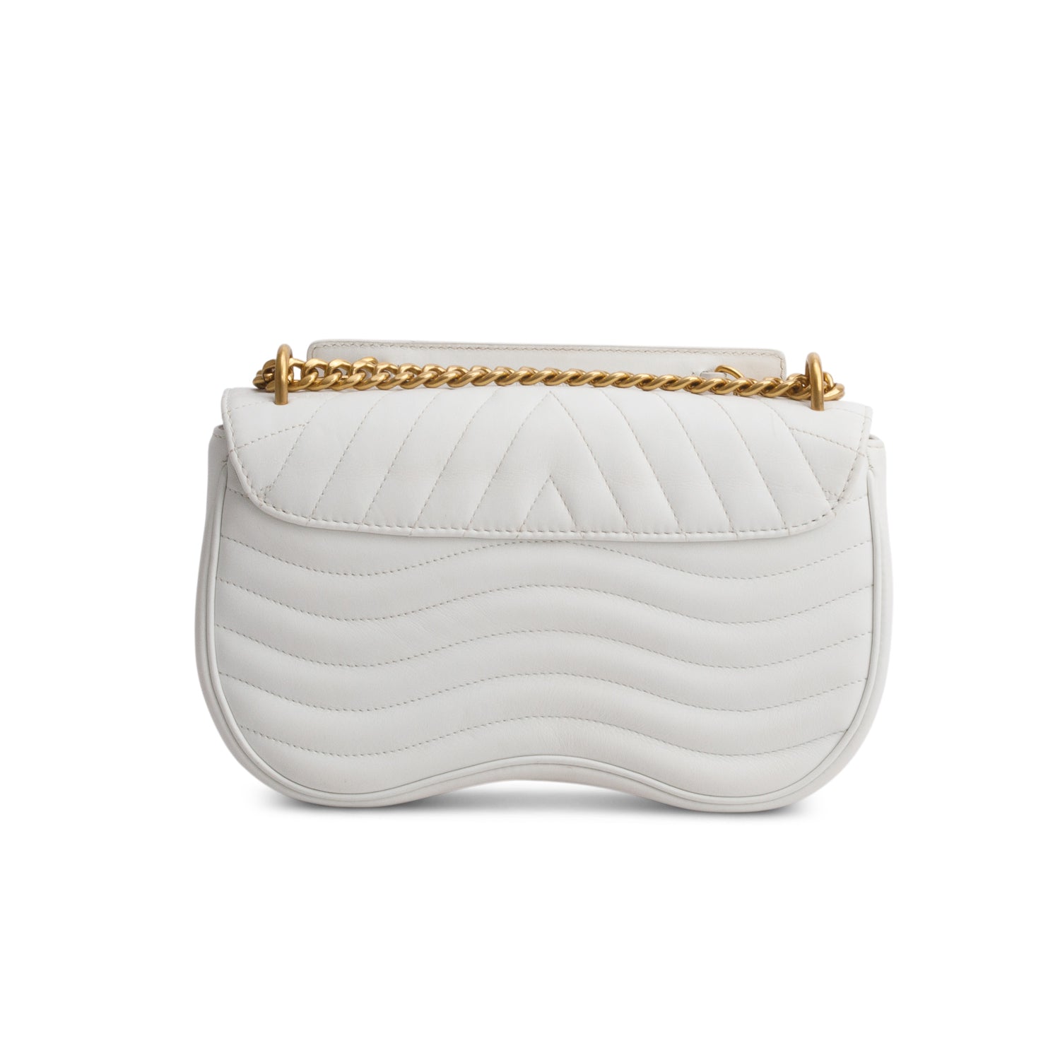 Louis Vuitton White Calfskin New Wave Chain MM Bag