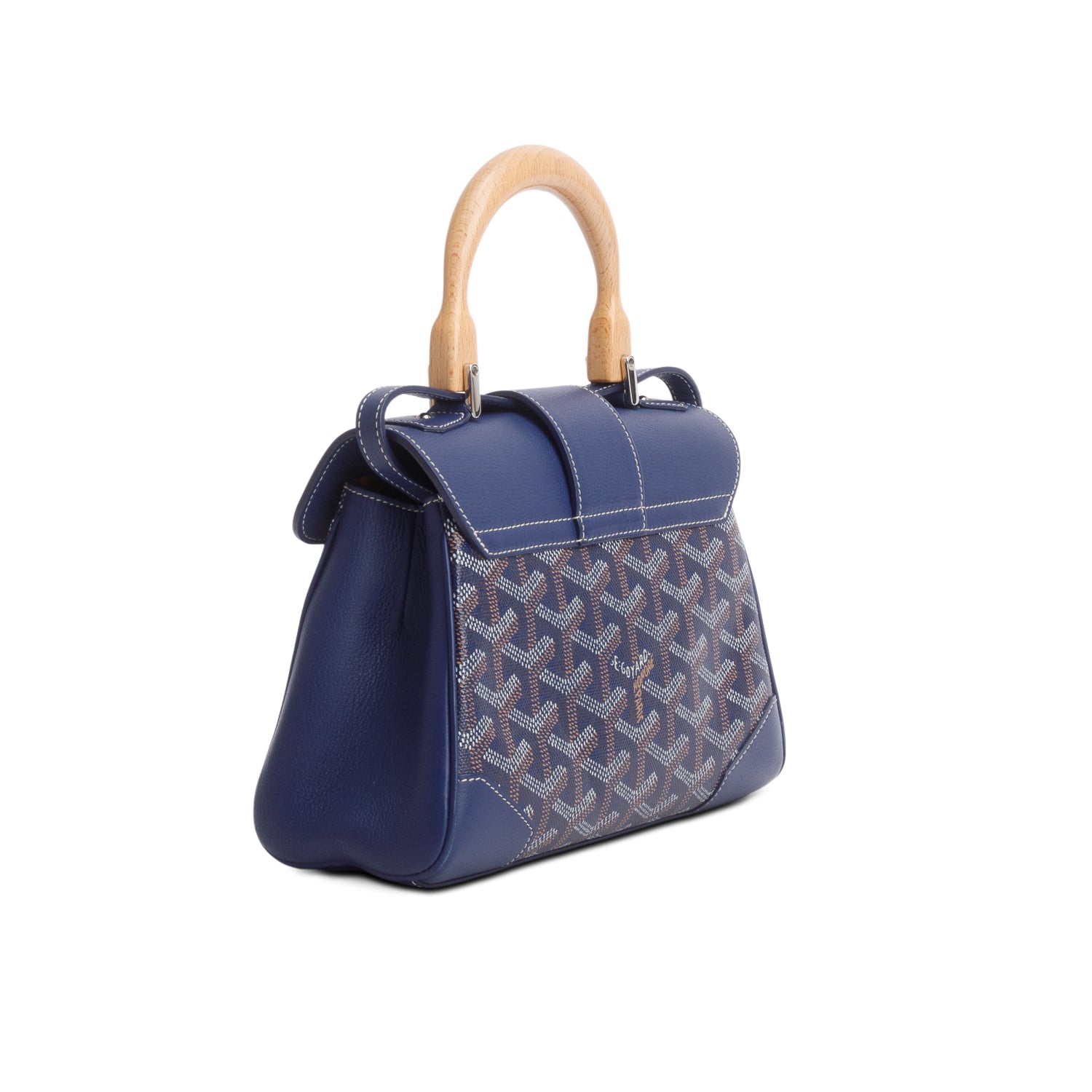 Goyard Navy Leather & Goyardine Canvas Saigon Souple Mini Bag w/ Strap