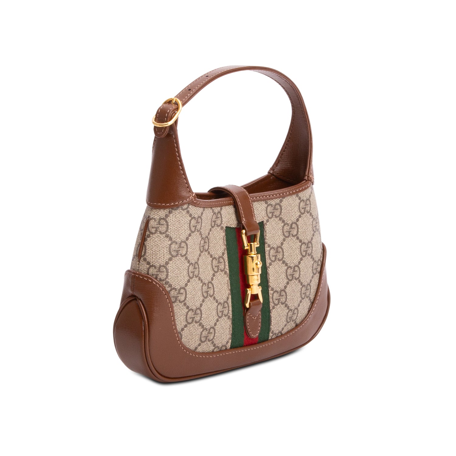 Gucci GG Supreme Monogram Azalea Calfskin Web Mini Jackie 1961 w/ Strap