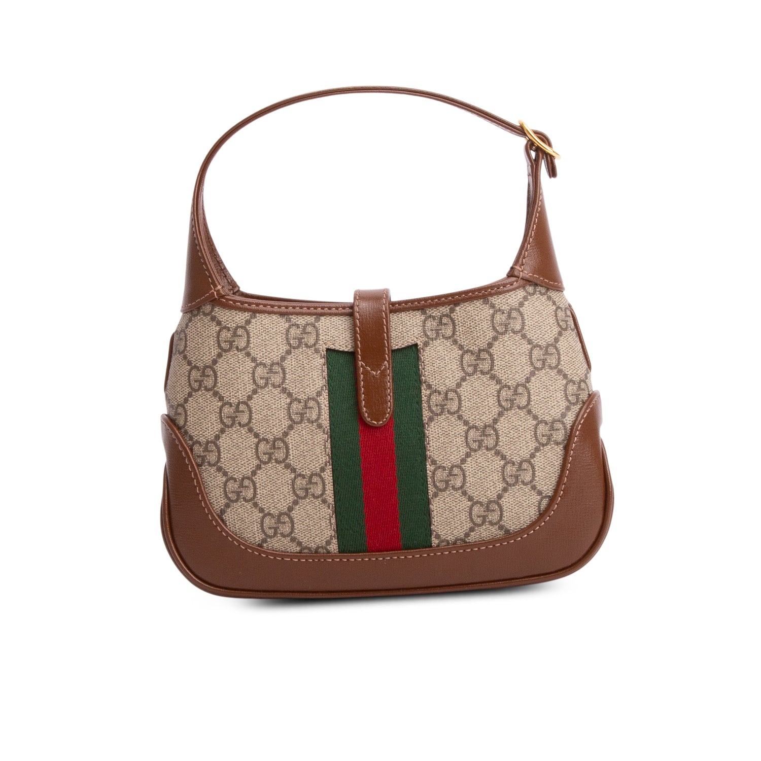 Gucci GG Supreme Monogram Azalea Calfskin Web Mini Jackie 1961 w/ Strap