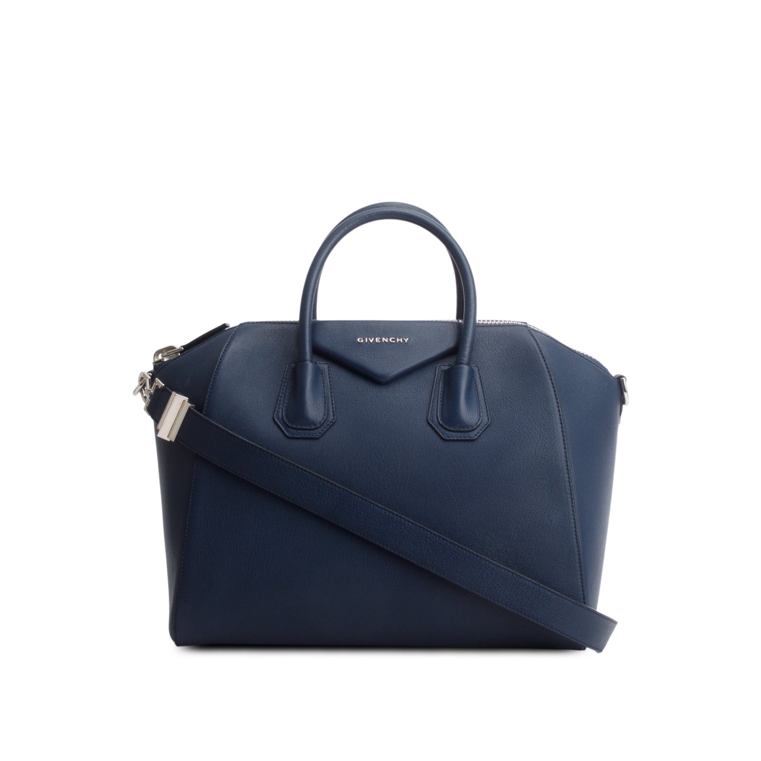 Givenchy Navy Sugar Goatskin Leather Medium Antigona w/ Strap