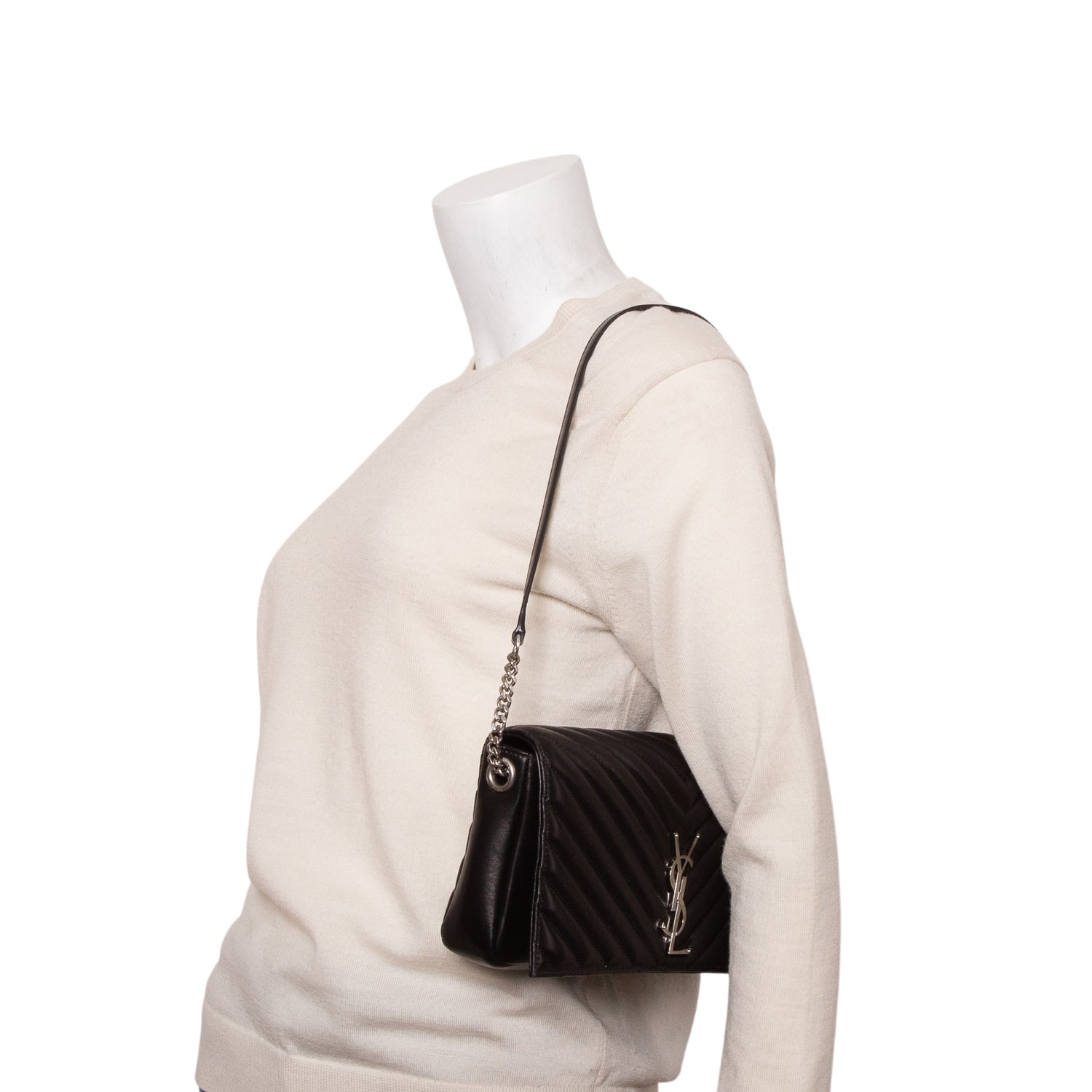 Saint Laurent 2022 Black Lambskin Matelasse Kate 99 Clutch w/ Box & Strap
