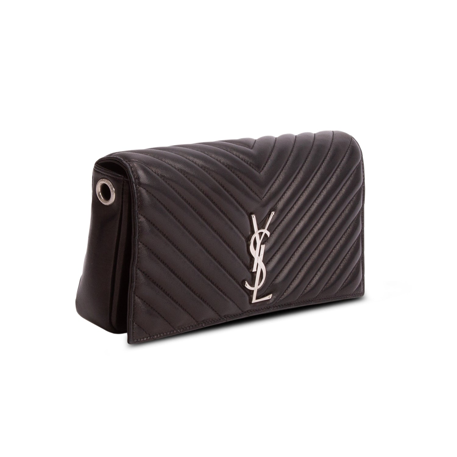 Saint Laurent 2022 Black Lambskin Matelasse Kate 99 Clutch w/ Box & Strap