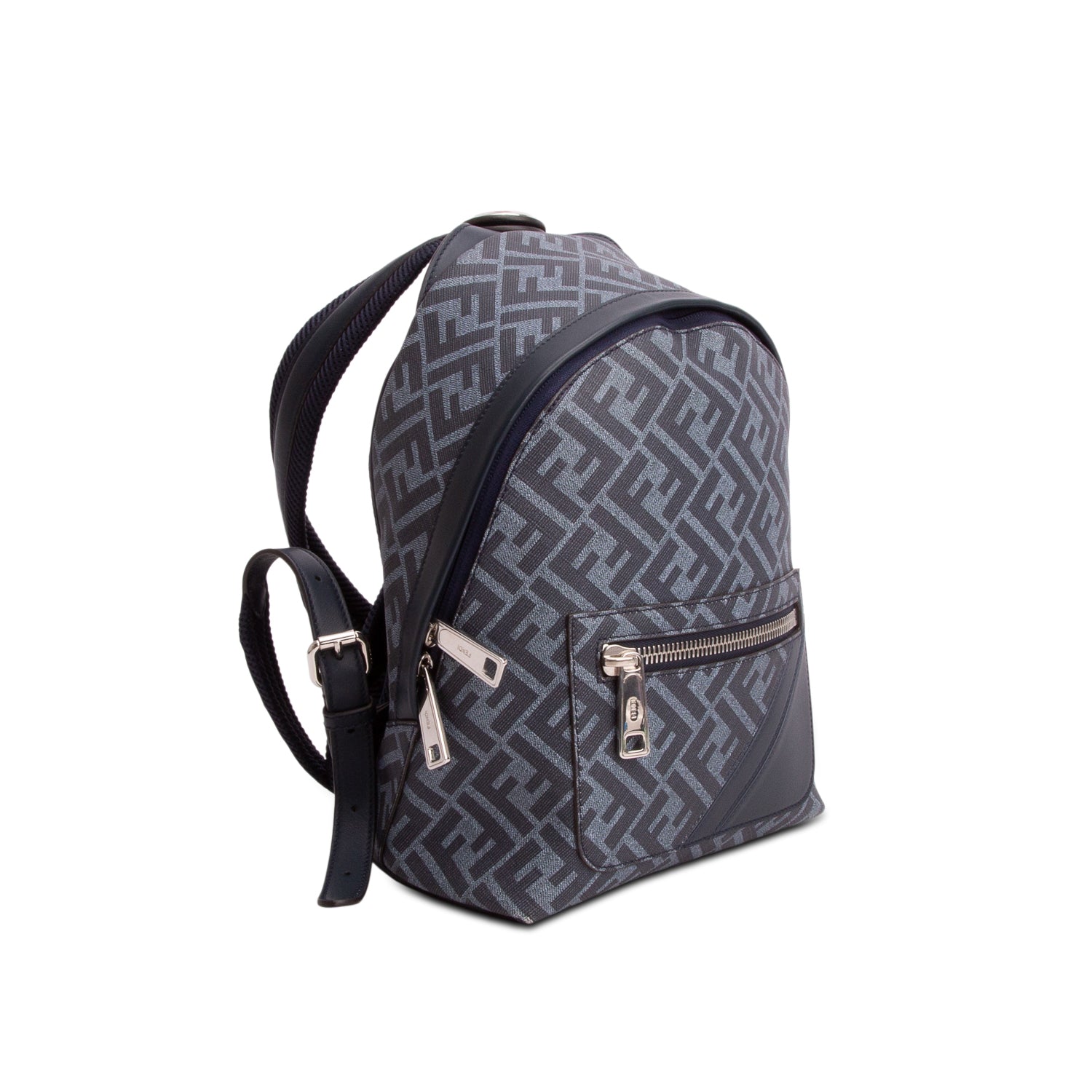 Fendi Grey FF Diagonal Chiodo Small Backpack