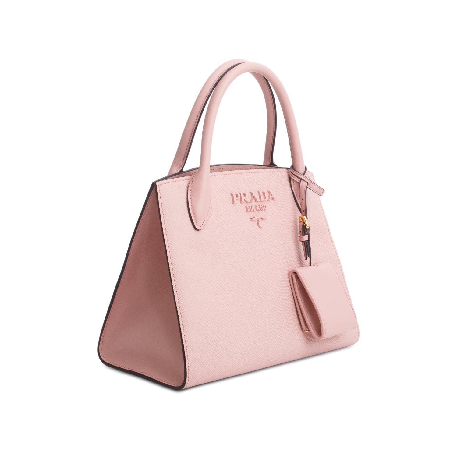 Prada Pink Saffiano Cuir Calfskin Small Monochrome Top Handle Tote w/ Authenticity Card & Strap