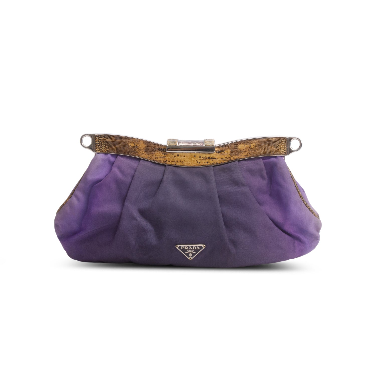 Prada Purple Nylon Lizard Trim Skipper Shoulder Bag
