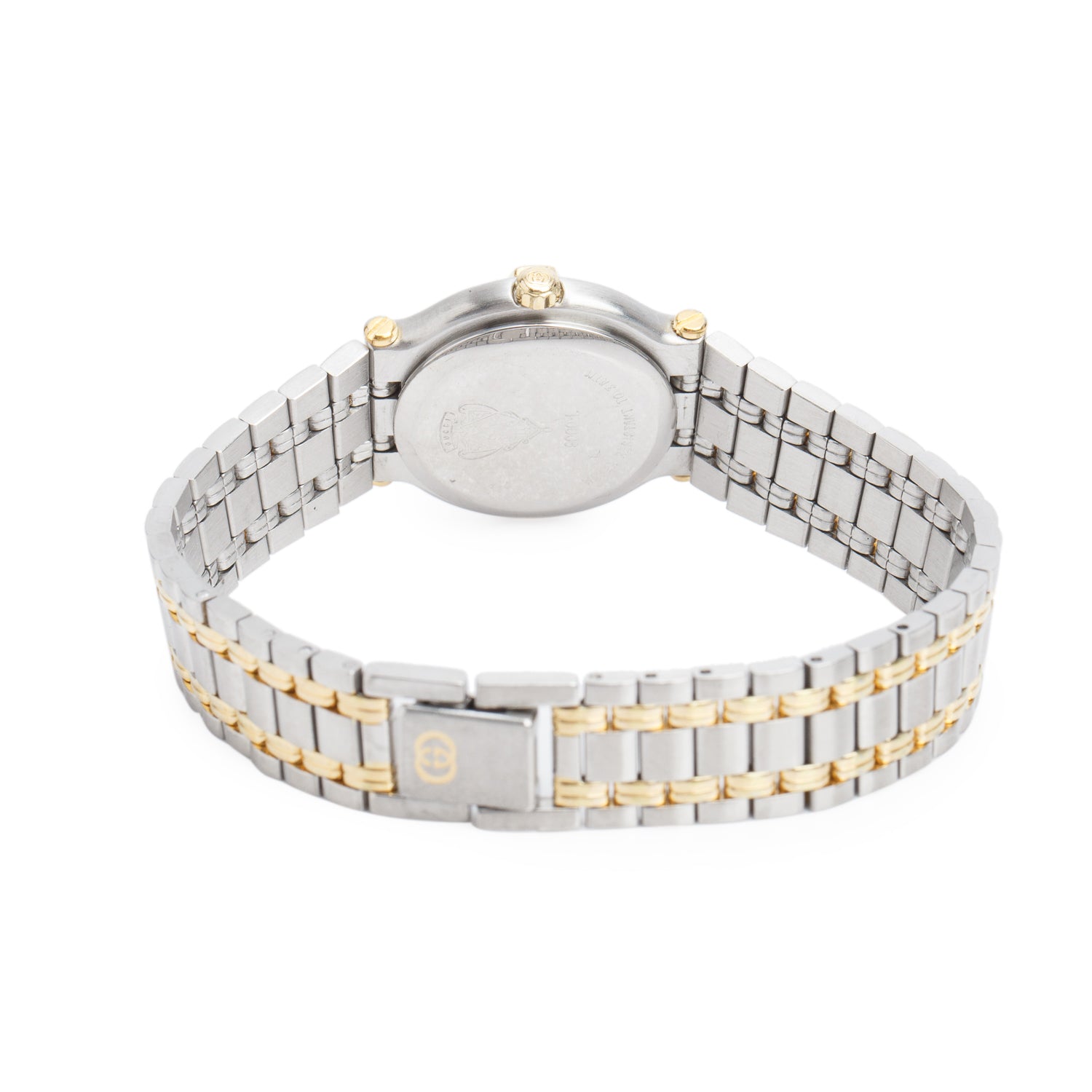 Gucci Vintage Two-Tone Stainless Steel 9000L Series 25 MM Quartz Watch Gold Dial w/ Box