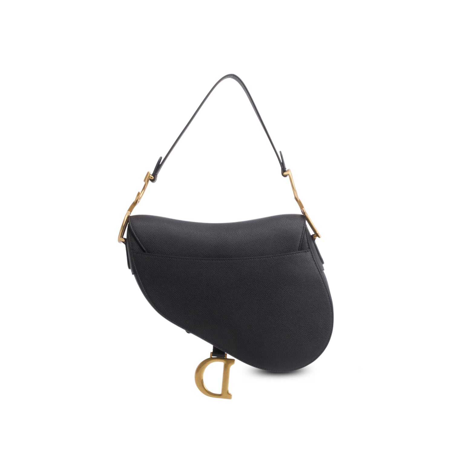 Christian Dior 2021 Black Grained Calfskin Saddle Bag w/ Box