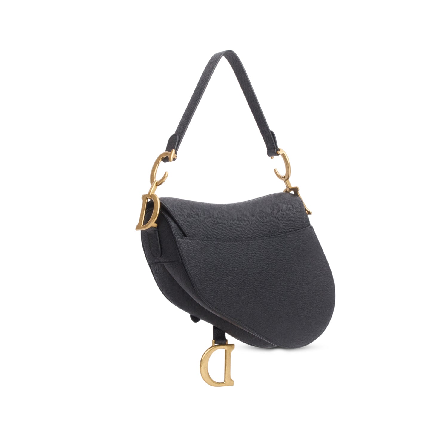 Christian Dior 2021 Black Grained Calfskin Saddle Bag w/ Box