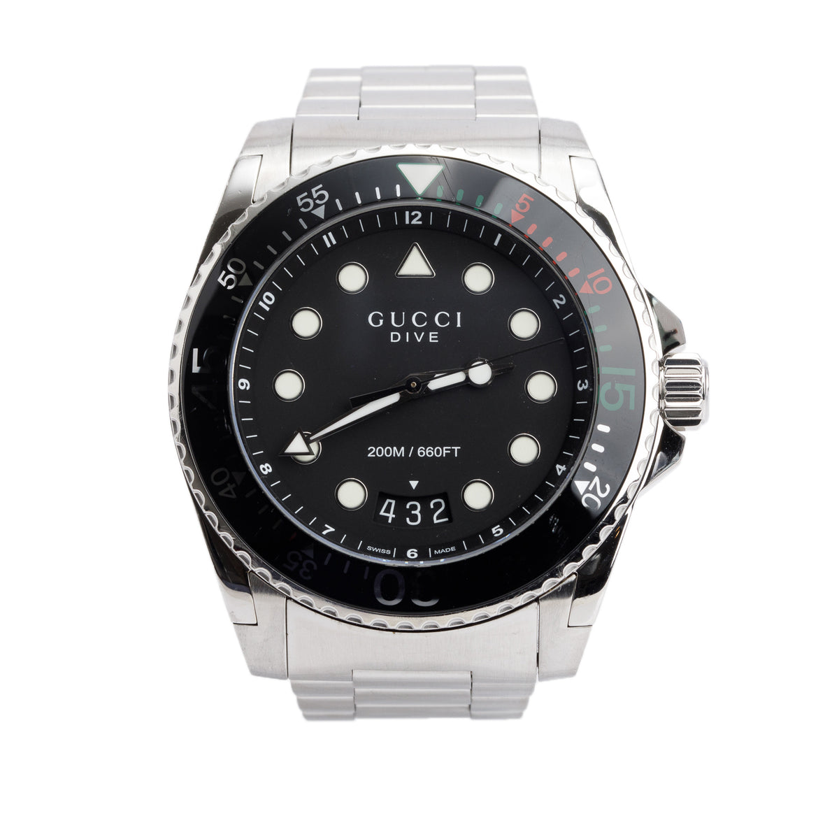 Gucci Stainless Steel Dive XL 45 MM Quartz Watch Black Dial