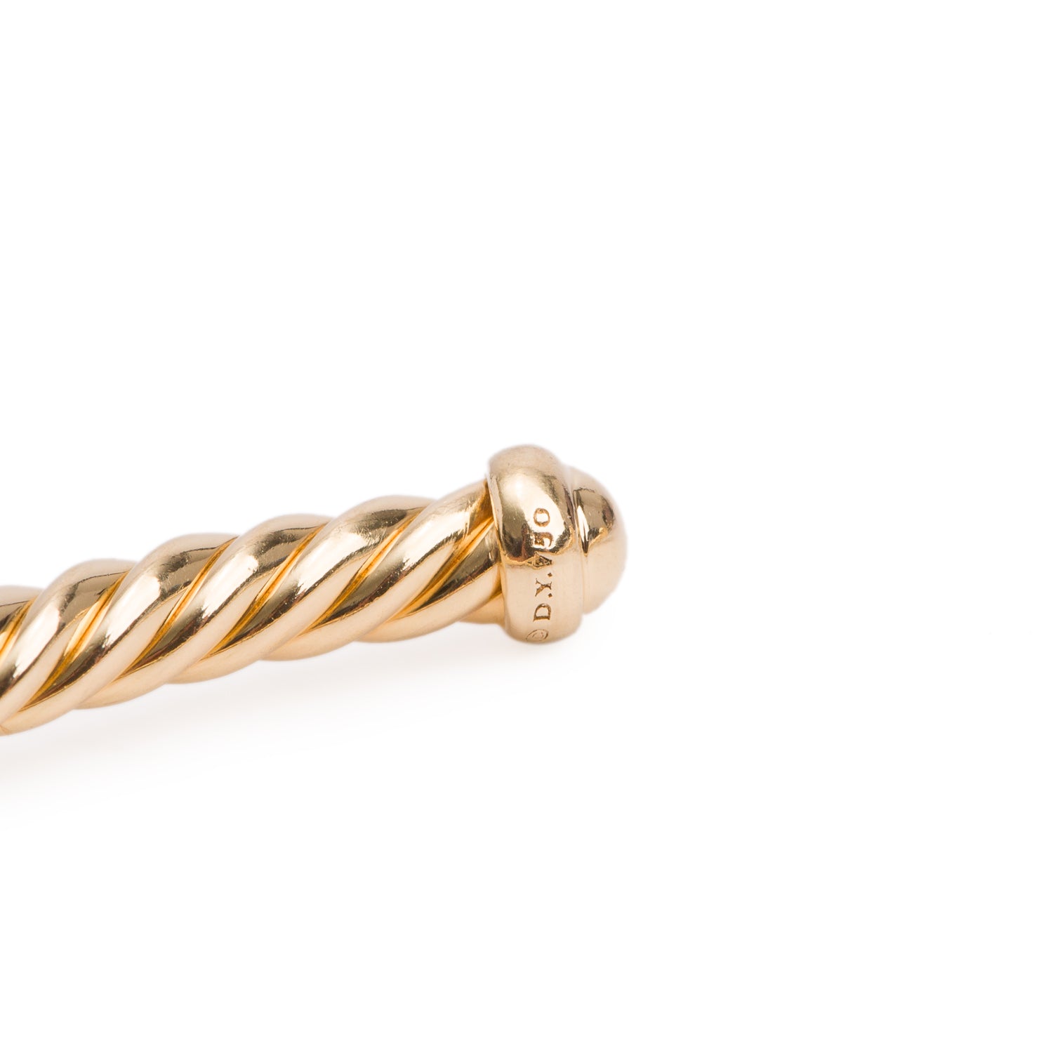 David Yurman 18k Yellow Gold Diamond Micro Cablespira Flex Centre Station 2.6 MM Bracelet w/ Box