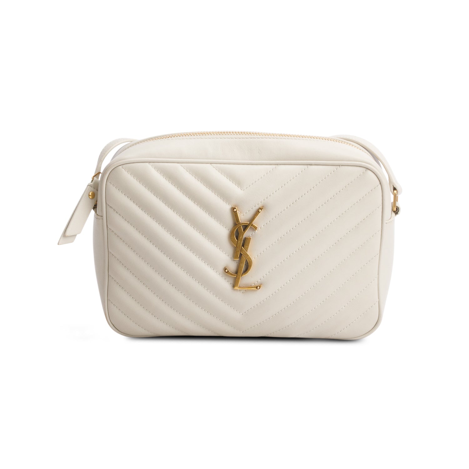 Saint Laurent 2023 Grey Calfskin Matelasse Monogram Lou Camera Bag