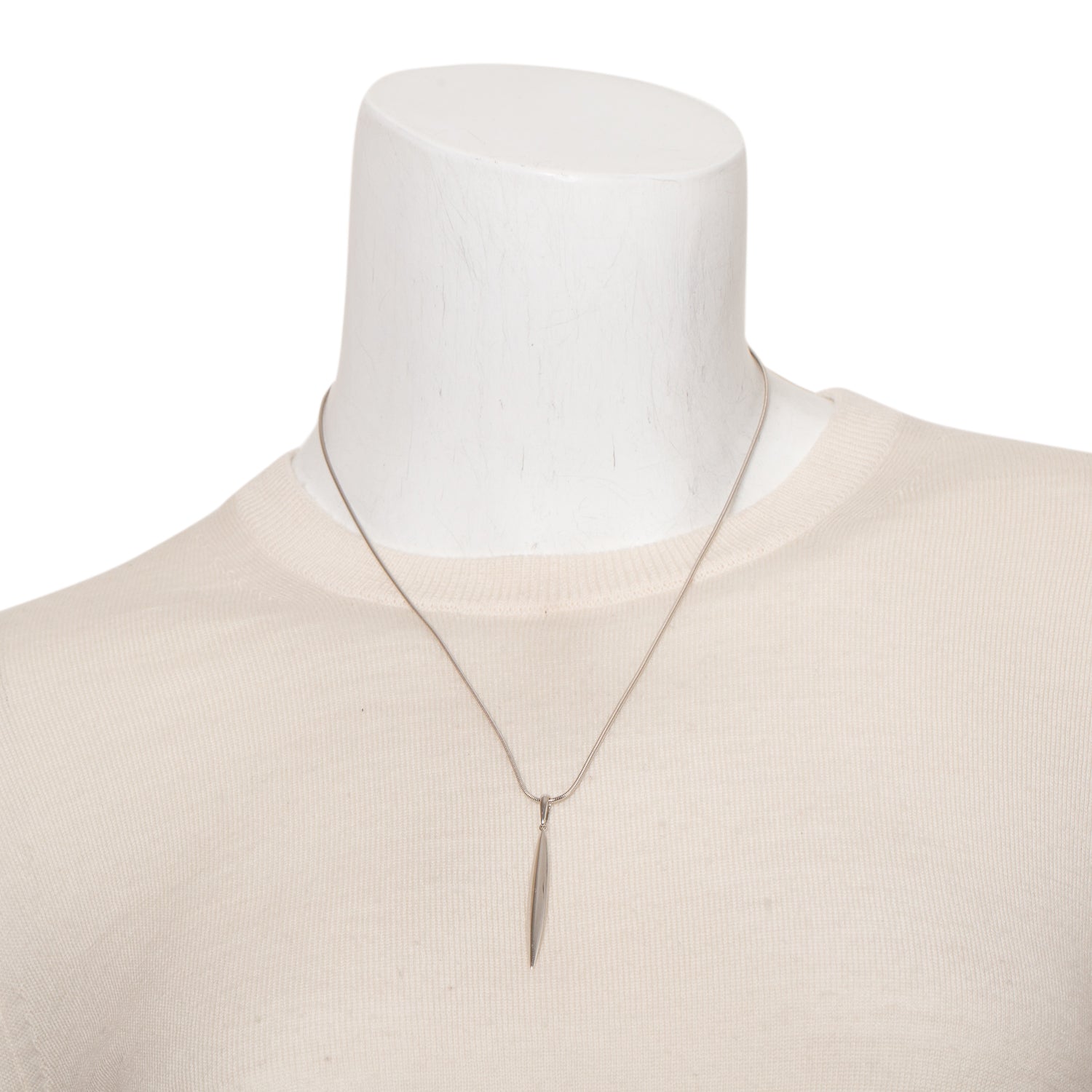Tiffany & Co. 18k White Gold Feather Pendant Necklace w/ Box