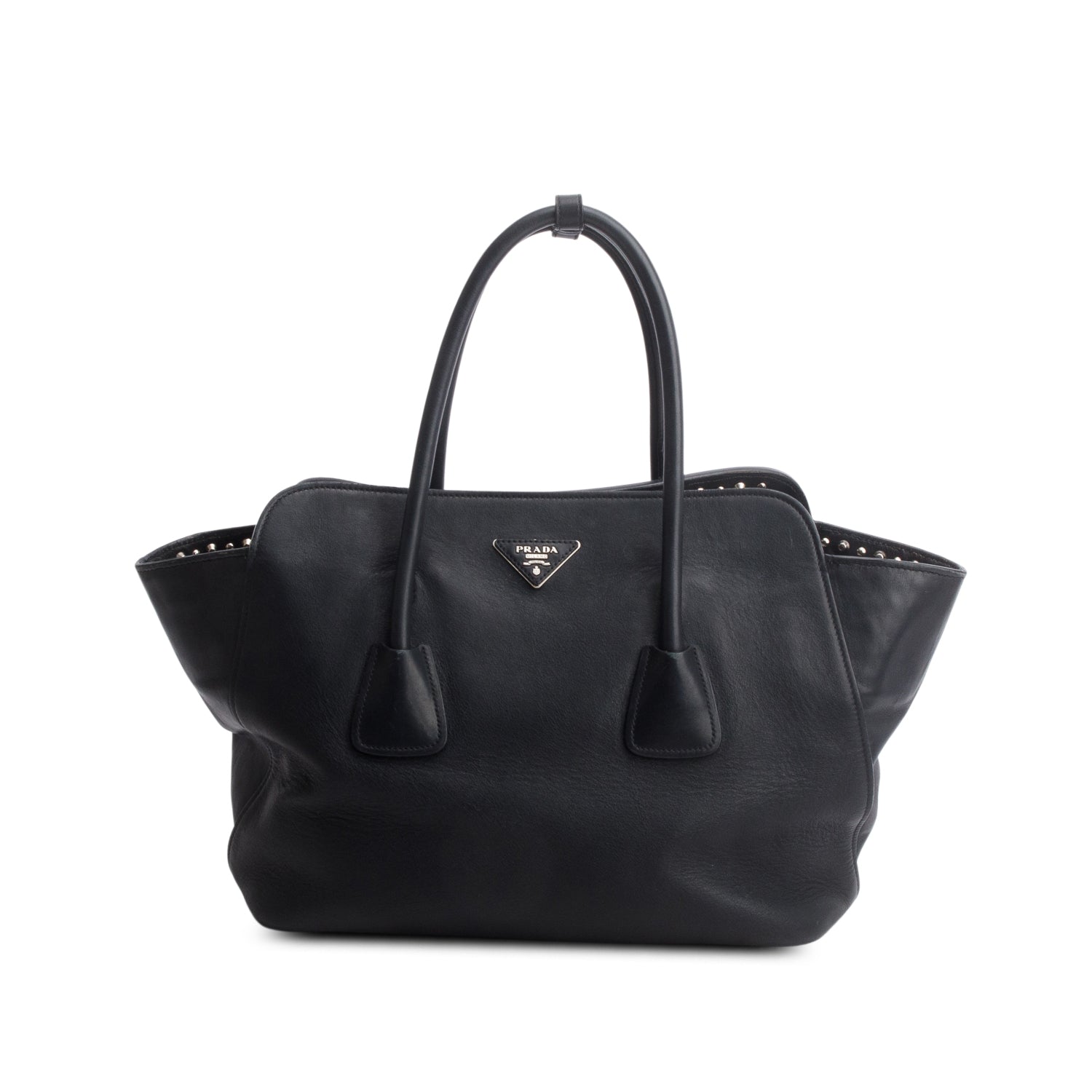 Prada Black Vitello Studded Twin Pocket w/ Strap