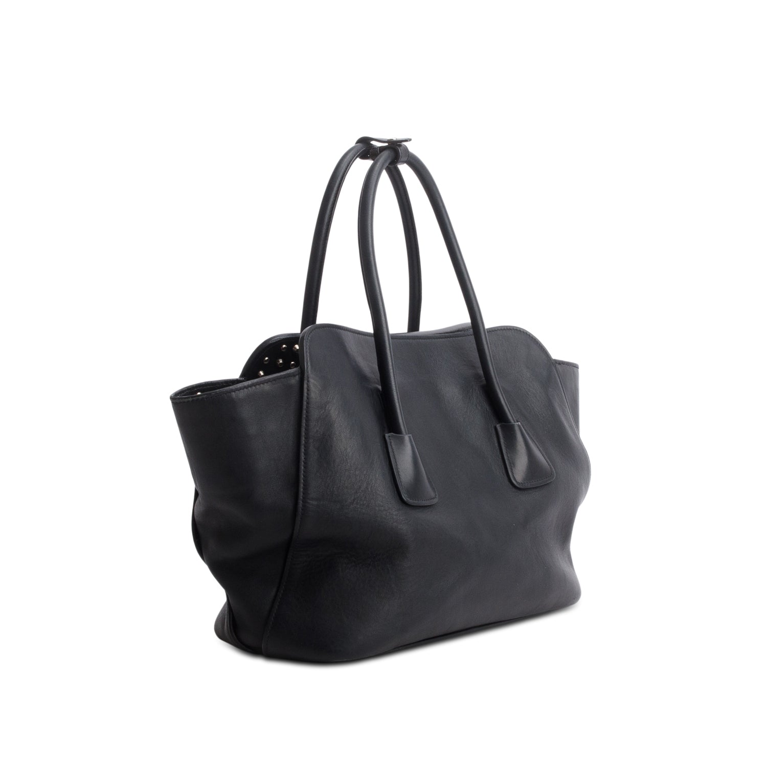 Prada Black Vitello Studded Twin Pocket w/ Strap