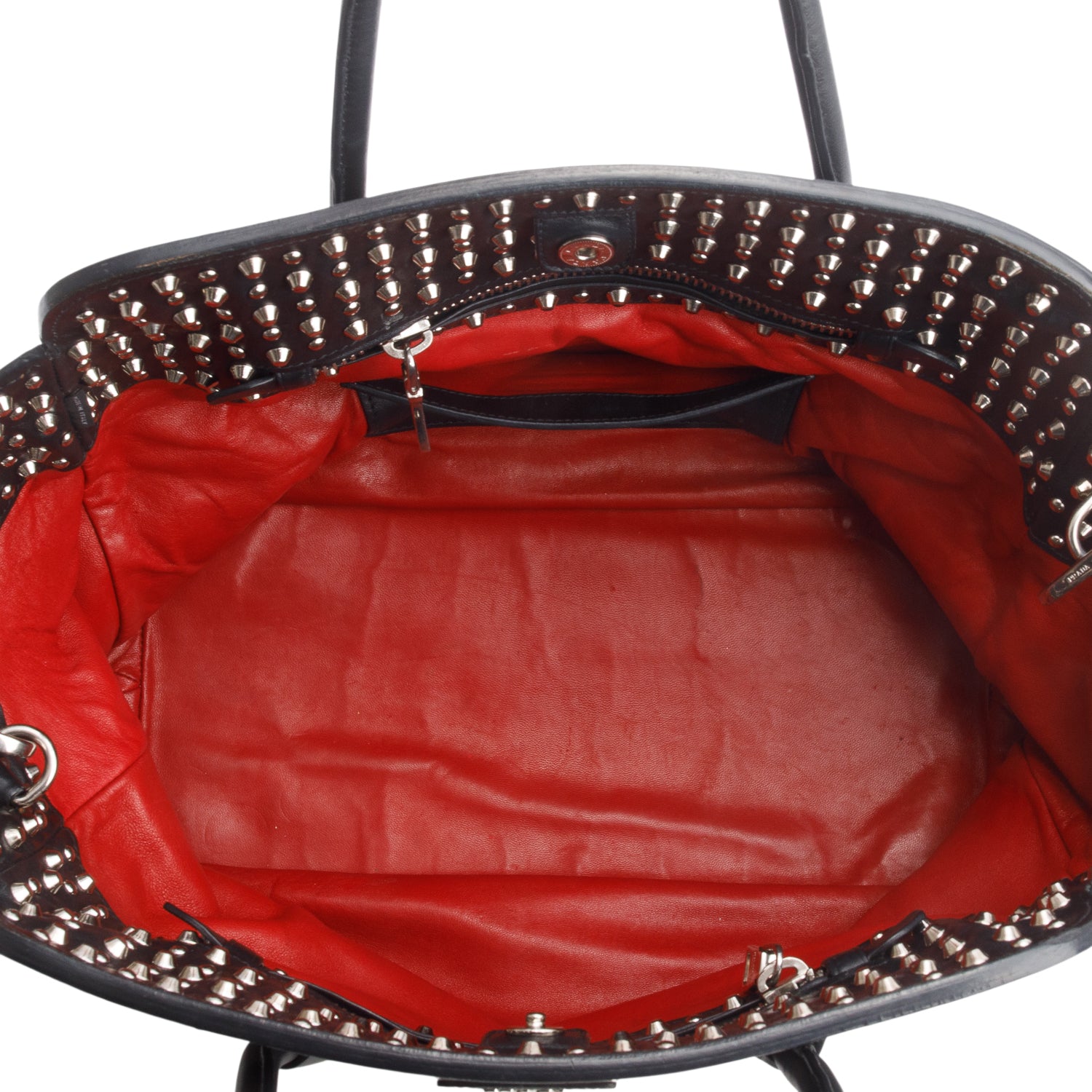 Prada Black Vitello Studded Twin Pocket w/ Strap