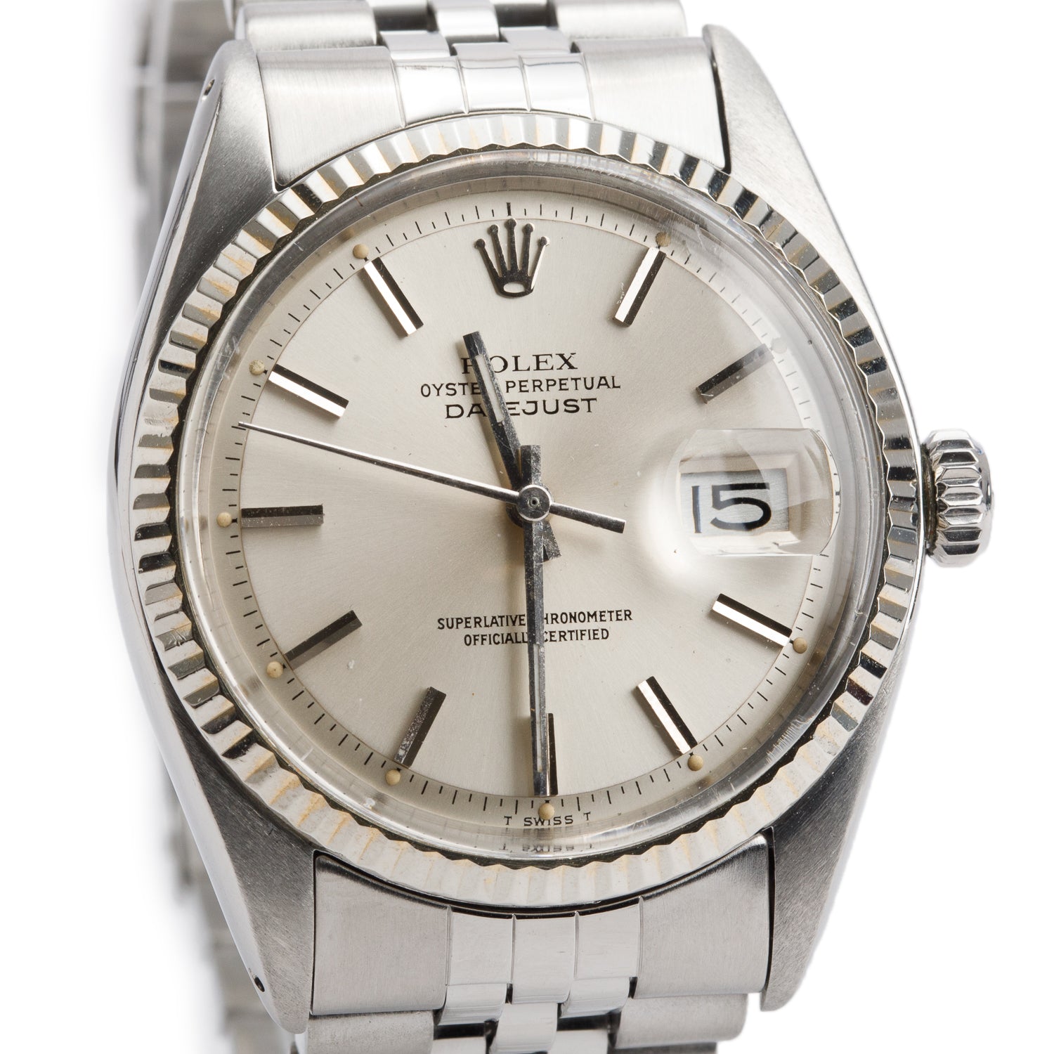 Rolex Stainless Steel Datejust 36 MM Automatic Watch Silver Dial 1601
