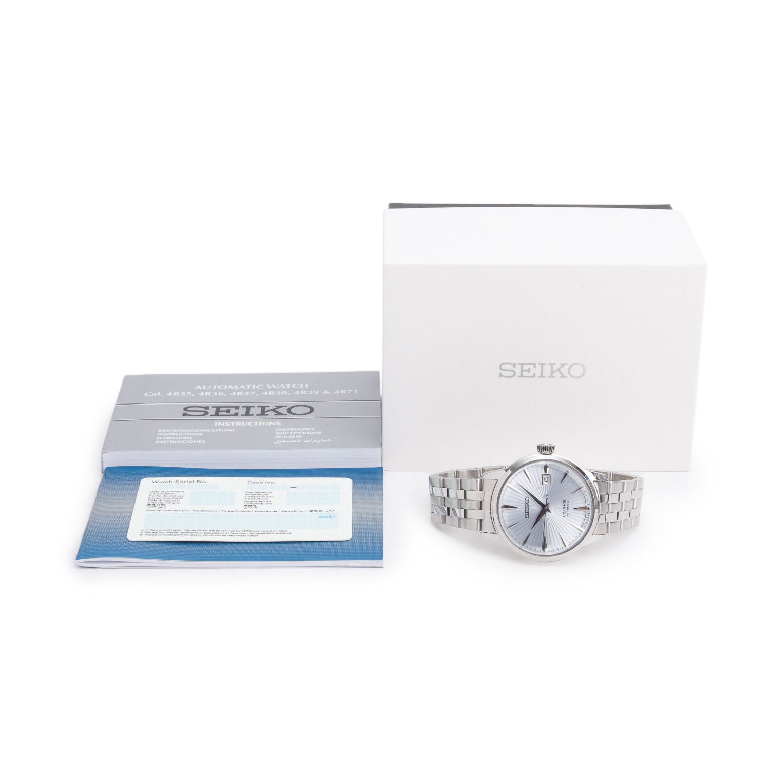 Seiko Stainless Steel Presage 40 MM Automatic Watch Blue Dial SRPE19J1 w/ Box & Papers