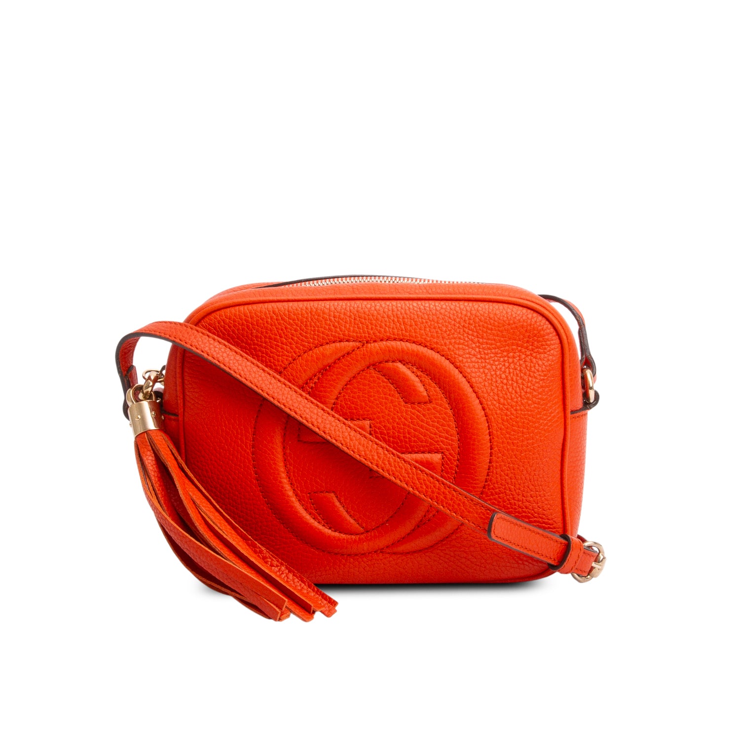Gucci Orange Pebbled Calfskin Leather Small Soho Disco Bag