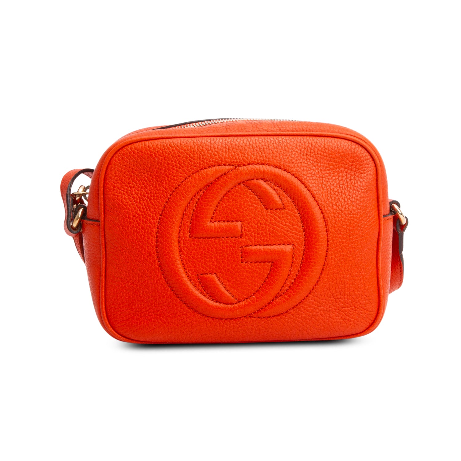 Gucci Orange Pebbled Calfskin Leather Small Soho Disco Bag