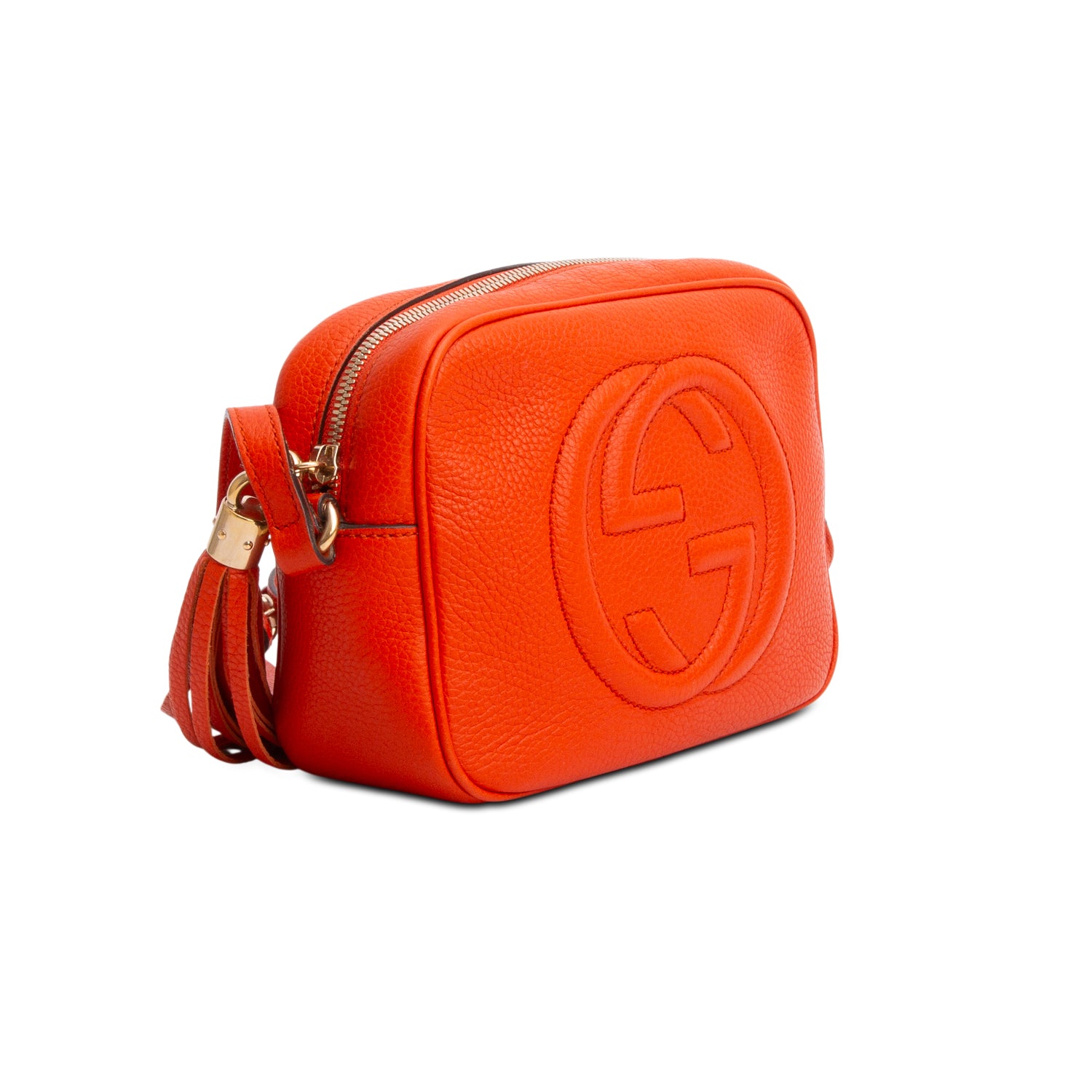 Gucci Orange Pebbled Calfskin Leather Small Soho Disco Bag