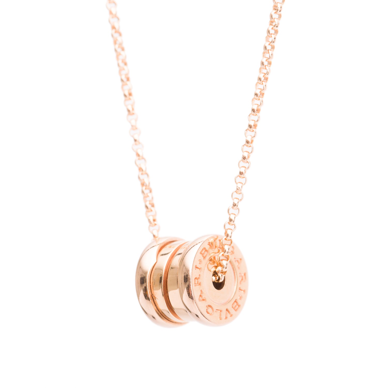 BVLGARI 2025 18k Rose Gold B.Zero1 Pendant Necklace w/ Box, Receipt & Certificate
