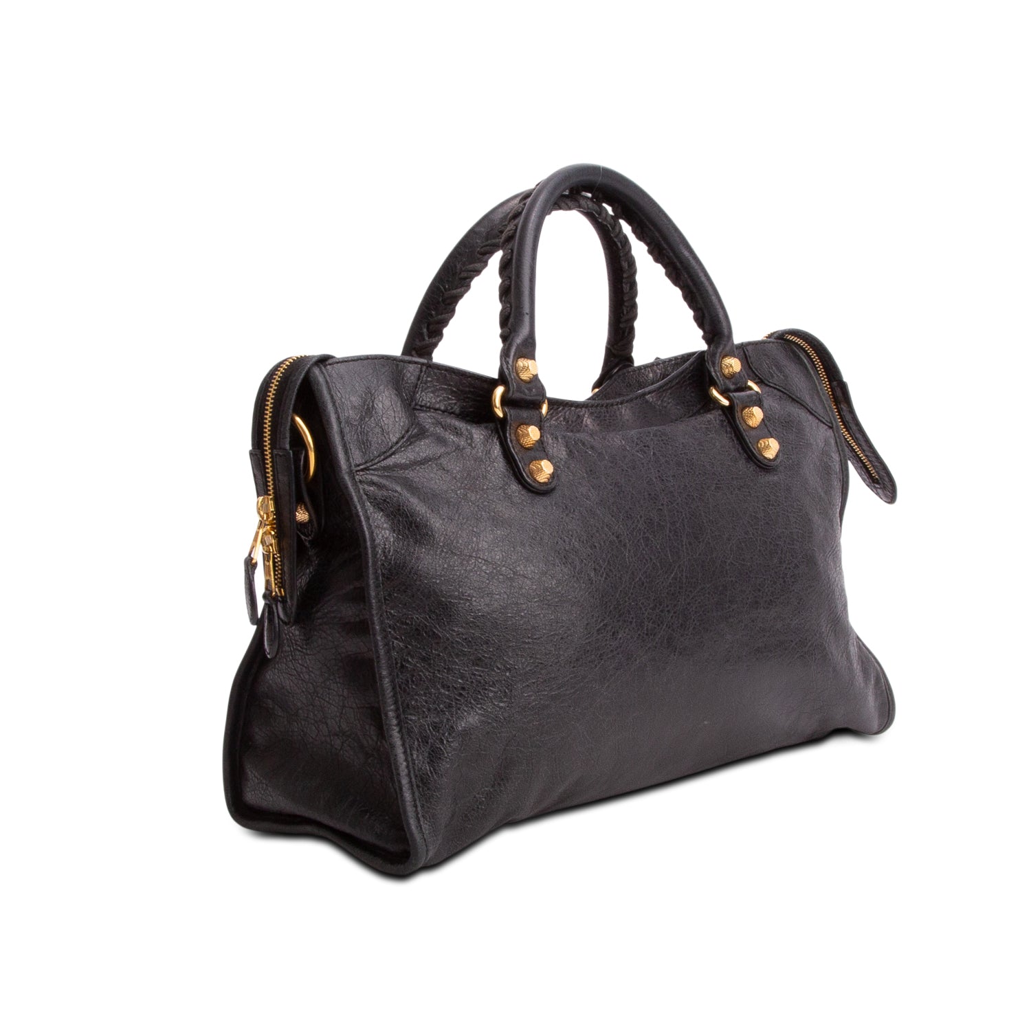 Balenciaga Black Agneau Leather Le City Medium Bag w/ Strap