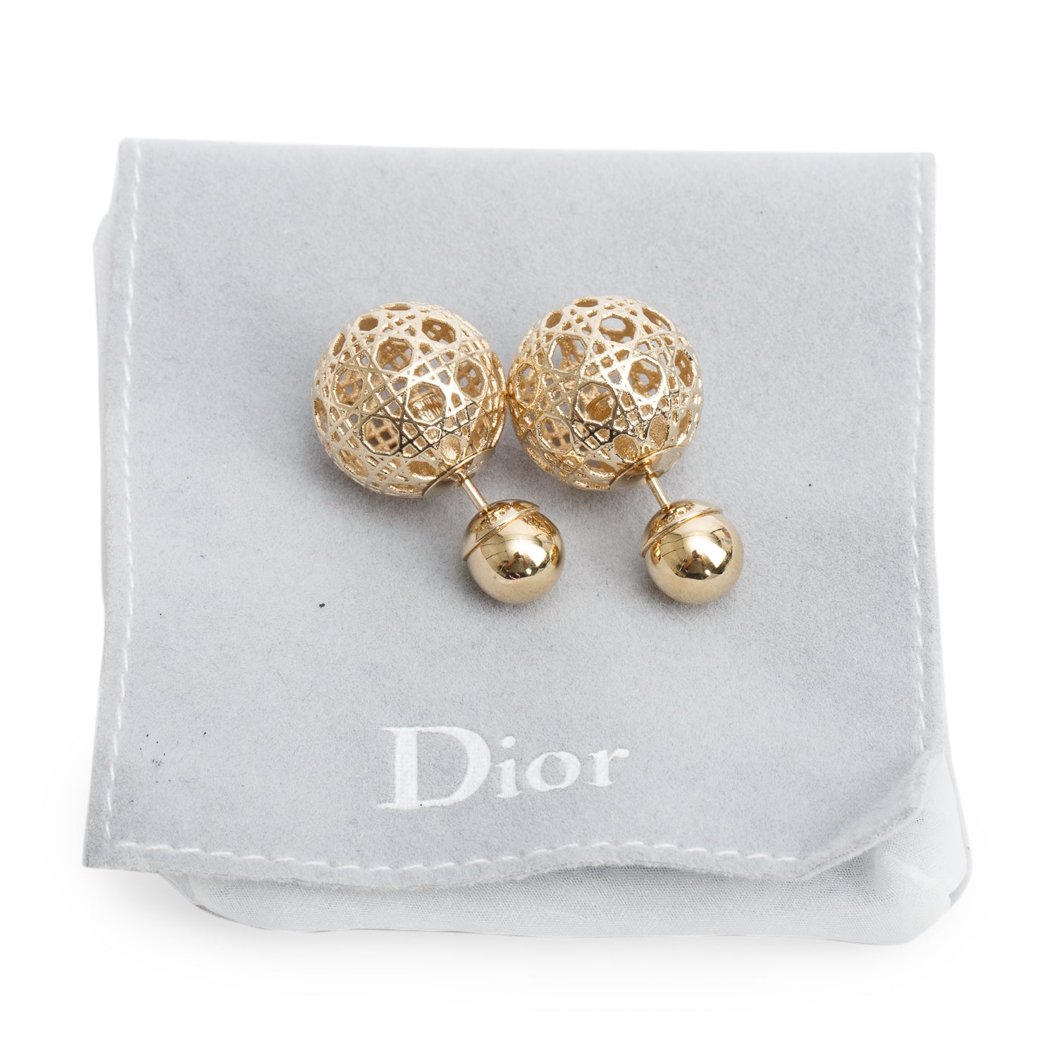 Christian Dior Gold Plated Cannage Mise En Dior Tribales Earrings