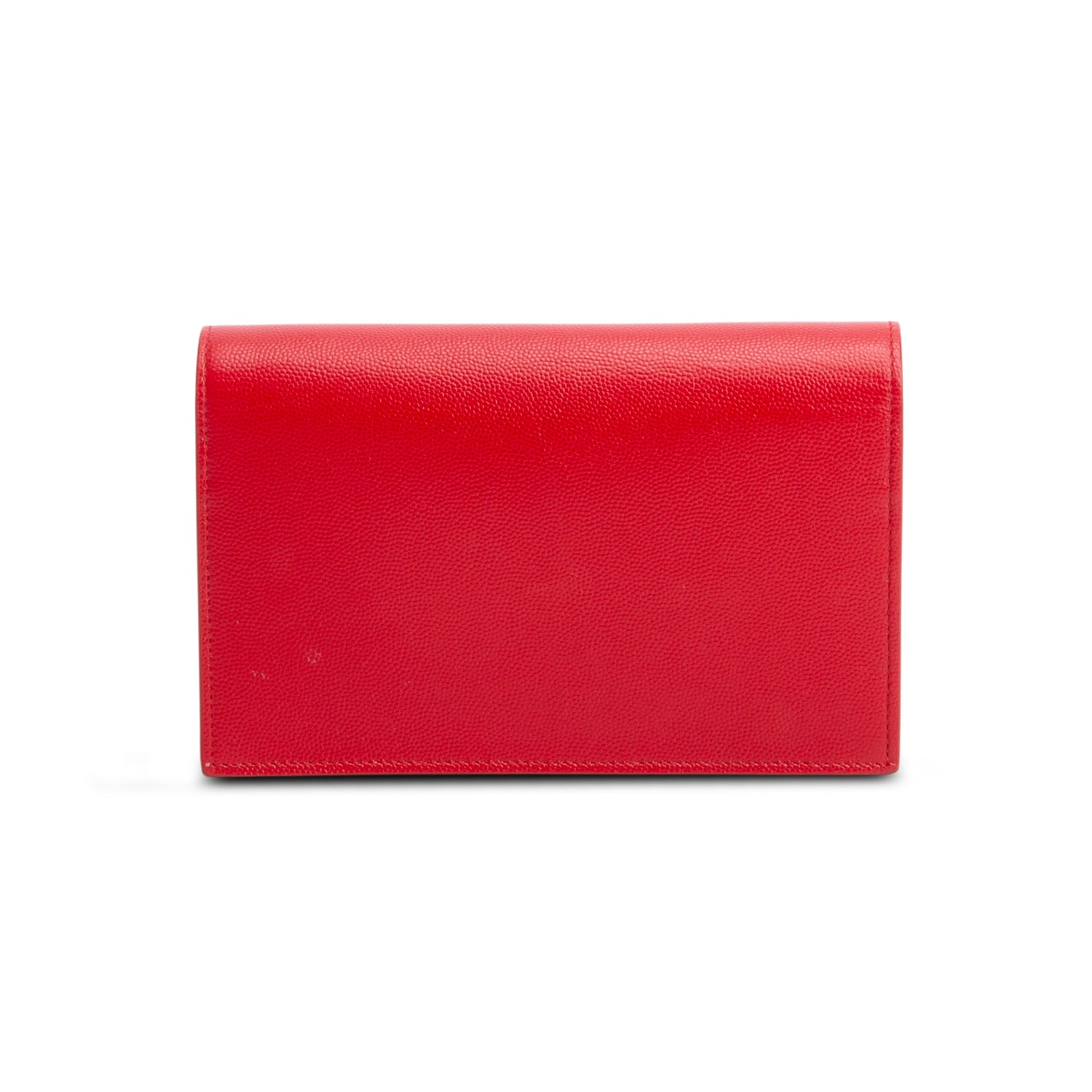 Saint Laurent Red Grain De Poudre Classic Monogram Kate Tassel Chain Wallet