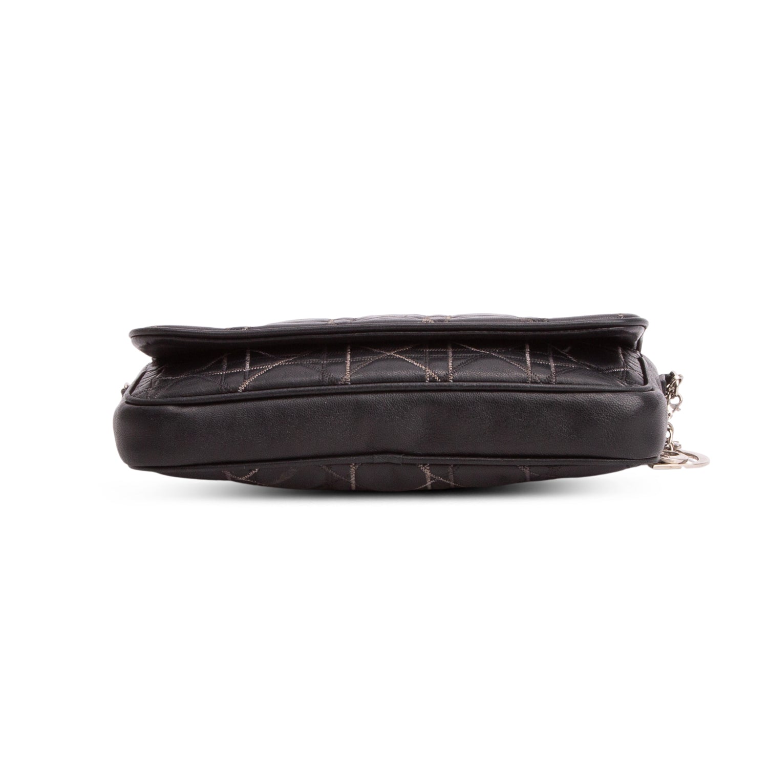 Christian Dior Black Cannage Lambskin Leather Wallet on Chain