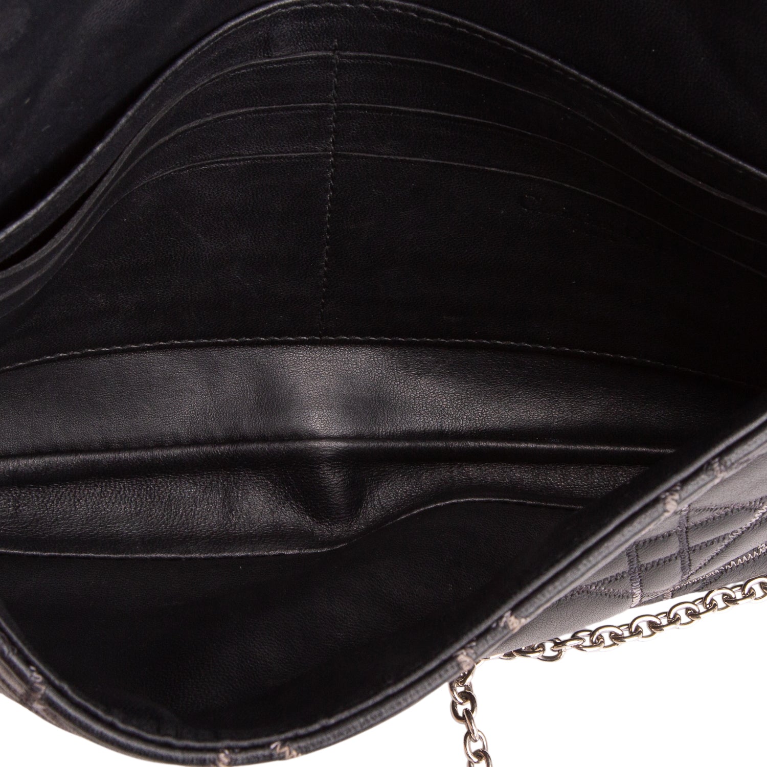 Christian Dior Black Cannage Lambskin Leather Wallet on Chain