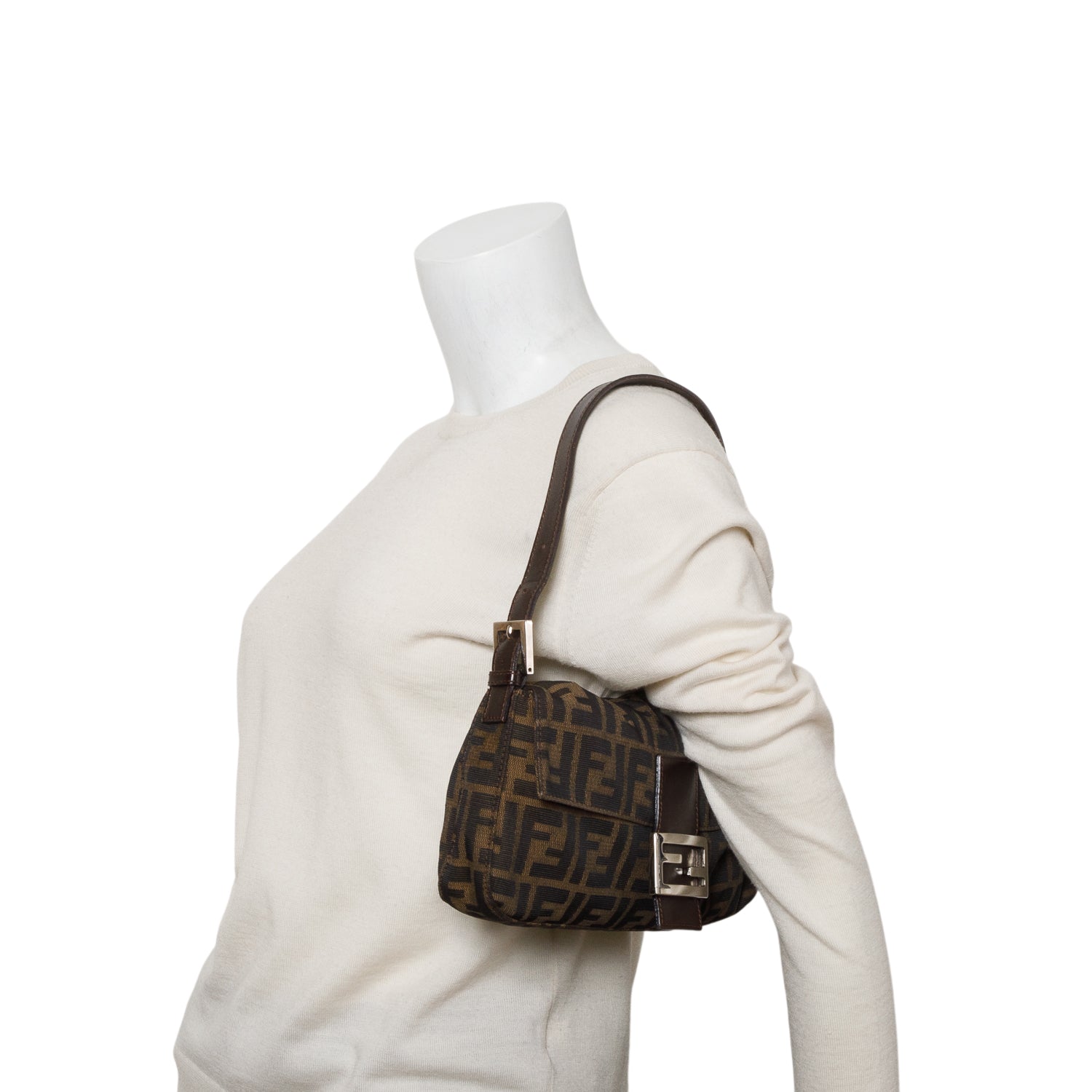 Fendi Brown FF Zucca Canvas Baguette Shoulder Bag