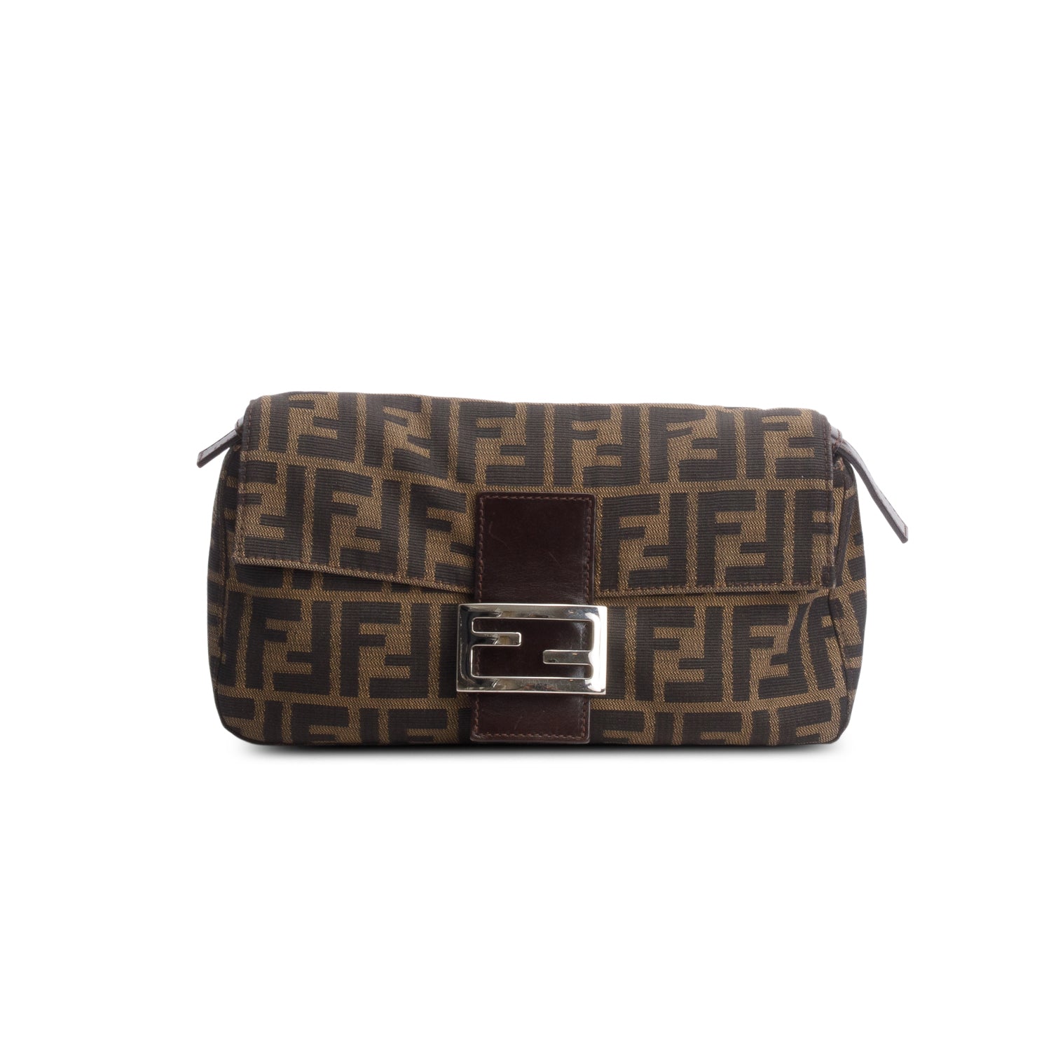 Fendi Brown FF Zucca Canvas Baguette Shoulder Bag