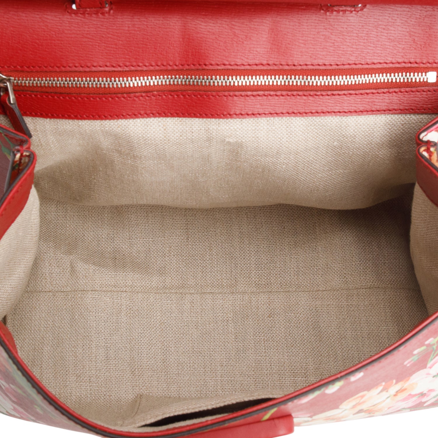 Gucci Red Shangai Calfskin Blooms Print Medium Bamboo Daily Top Handle Bag Romantic w/ Strap