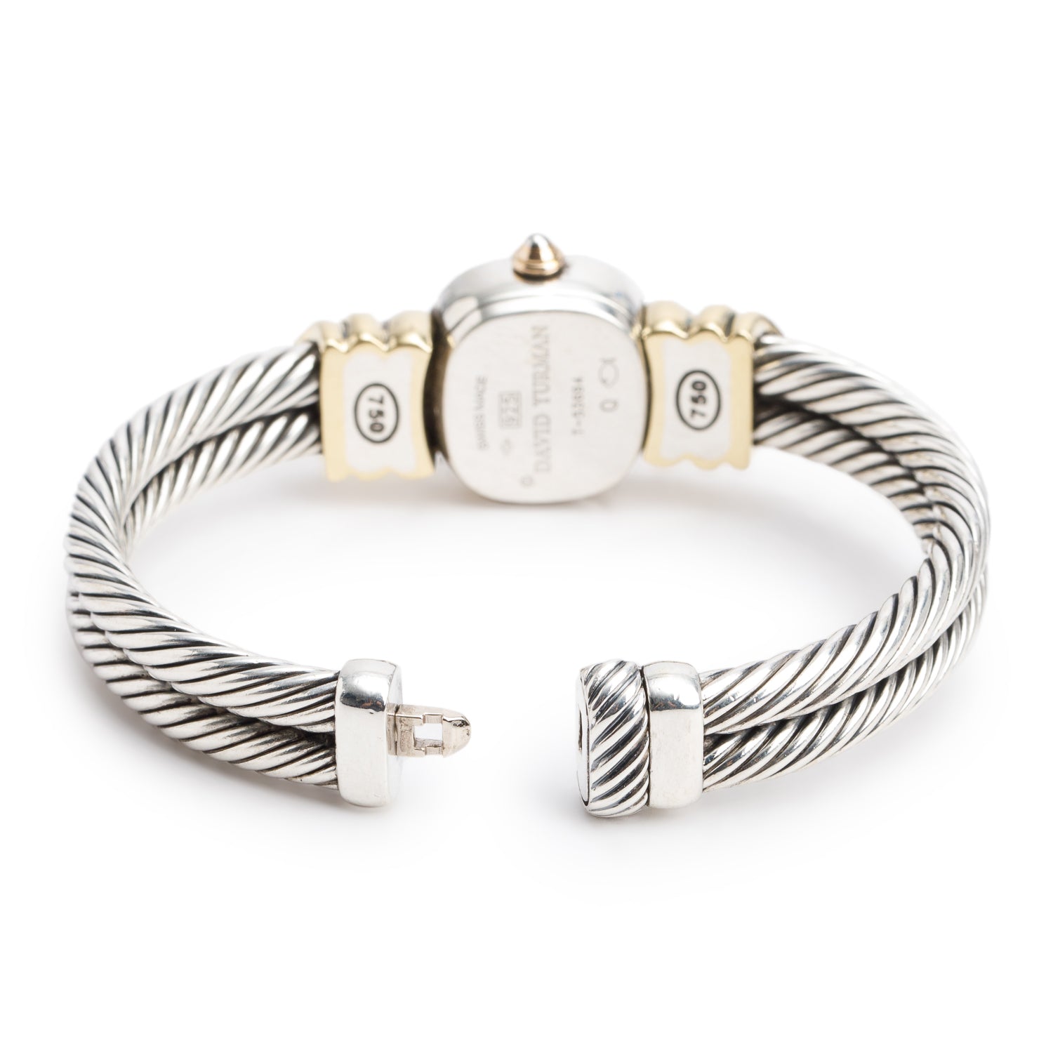 David Yurman Stainless Steel & 18k Yellow Gold Cable Watch Mother of Pearl Dial