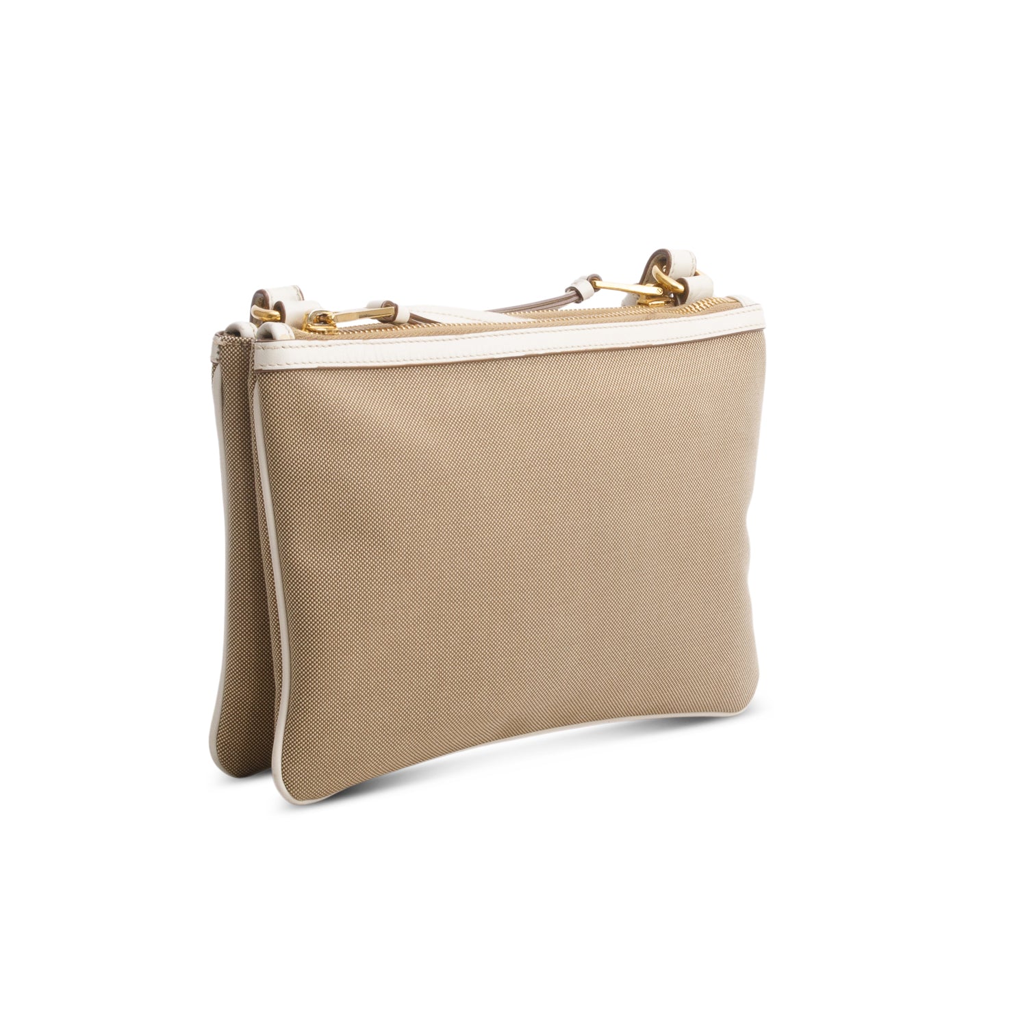 Prada Beige Jacquard Logo Flat Crossbody Bag
