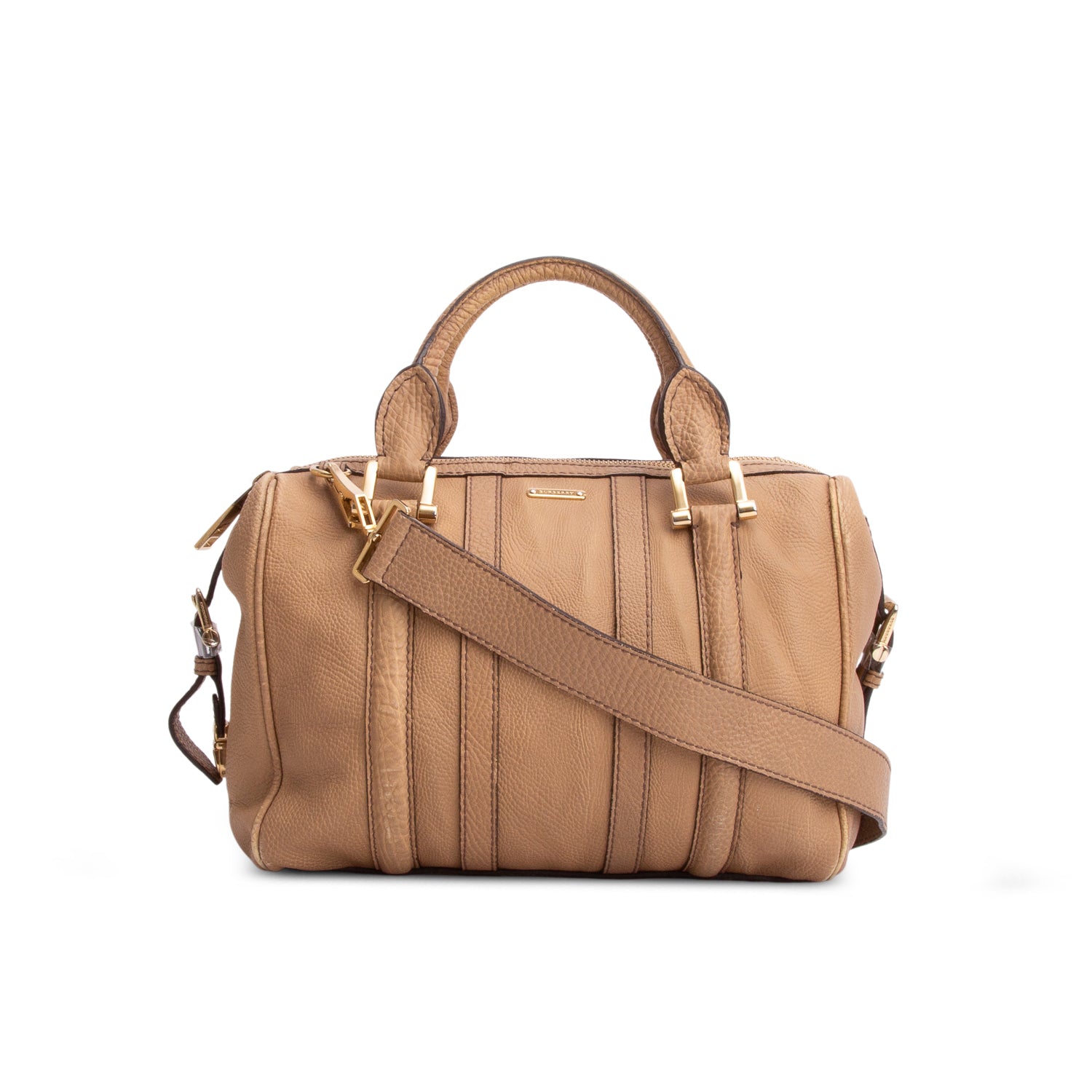 Burberry Brown Calfskin Nevinson Bowling Bag w/ Strap