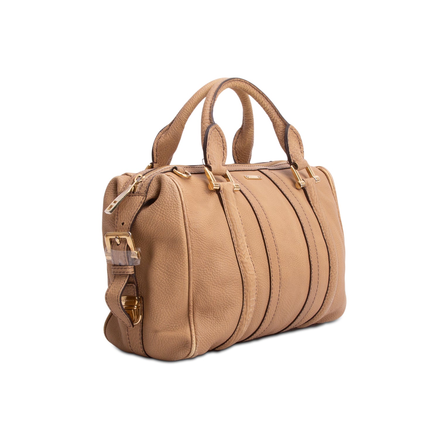 Burberry Brown Calfskin Nevinson Bowling Bag w/ Strap