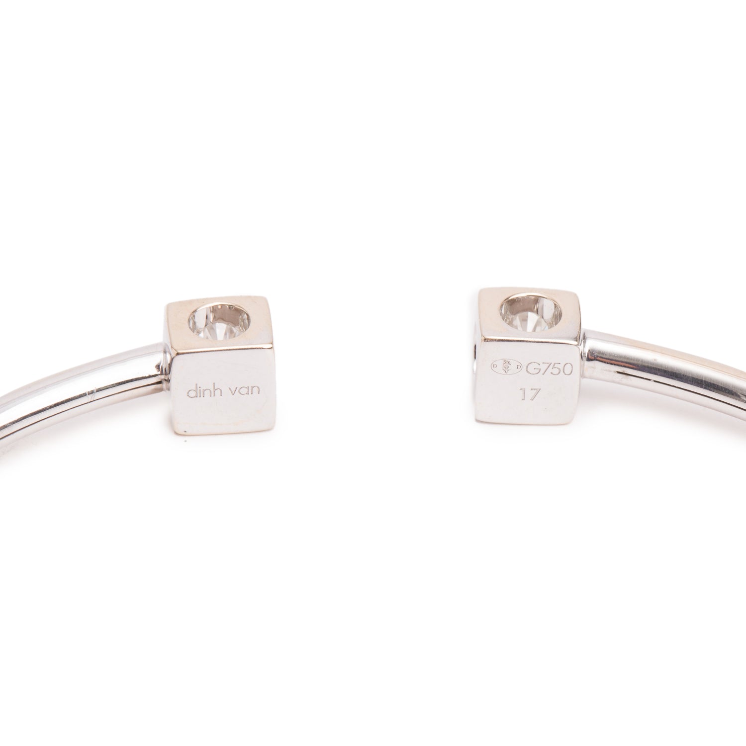 Dinh Van 18k White Gold Diamond Le Cube Large Bracelet