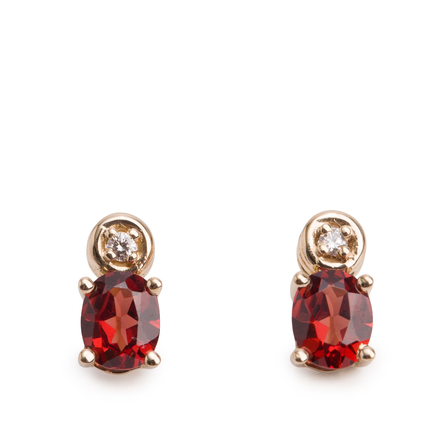 Birks 18k Yellow Gold Garnet & Diamond Earrings