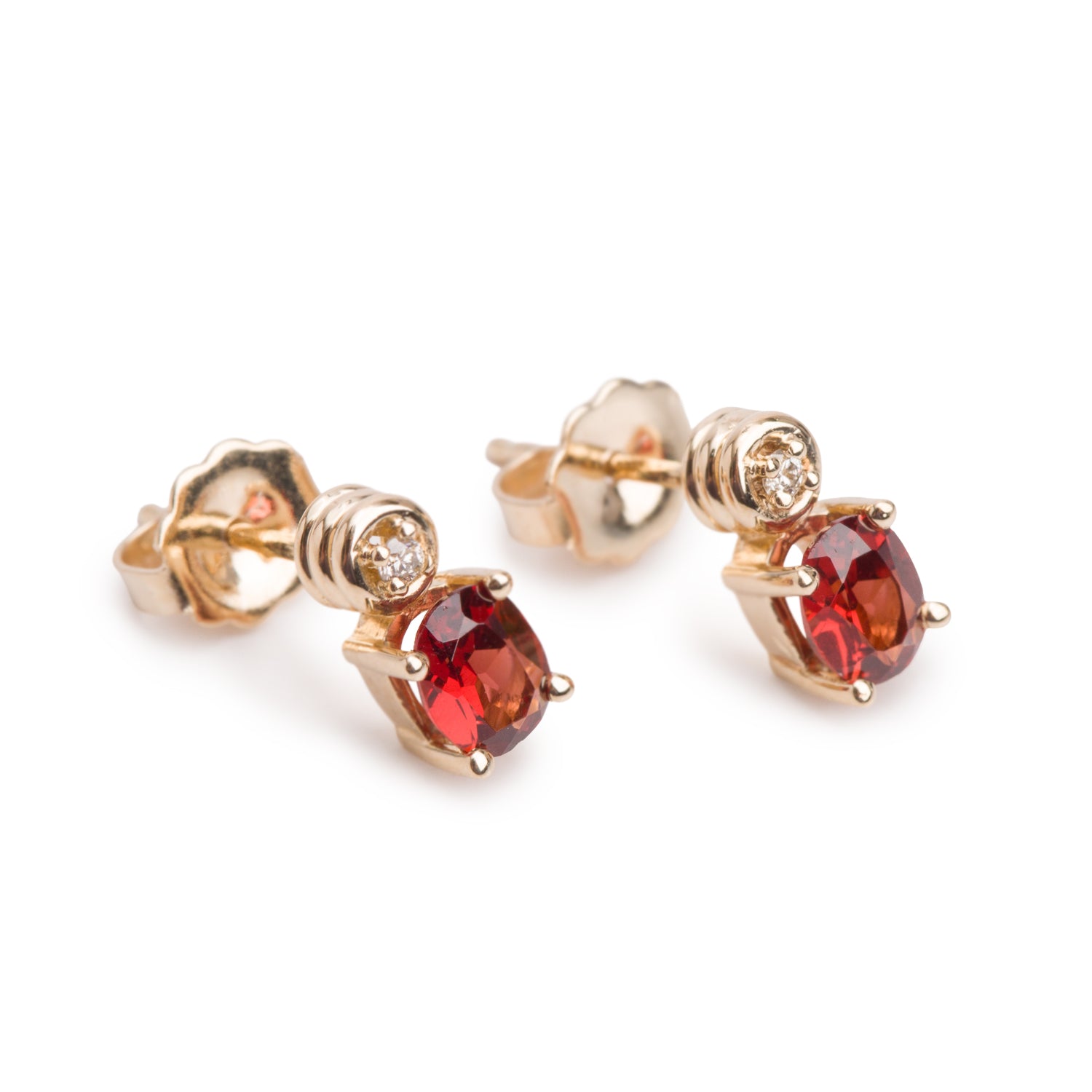 Birks 18k Yellow Gold Garnet & Diamond Earrings