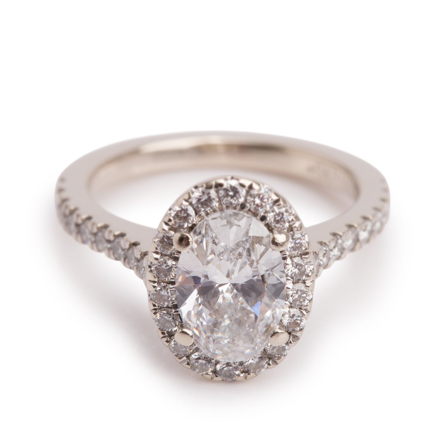 18k White Gold 1.43 ct. Oval Cut Diamond Engagement Ring, Size 3.5