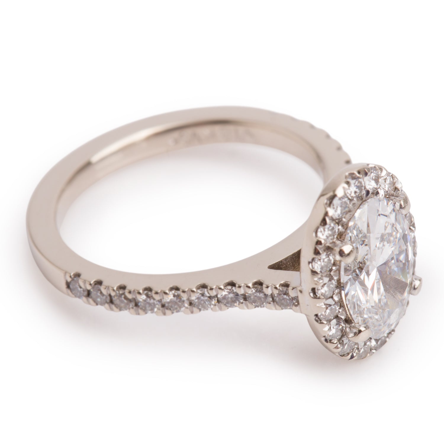 18k White Gold 1.43 ct. Oval Cut Diamond Engagement Ring, Size 3.5
