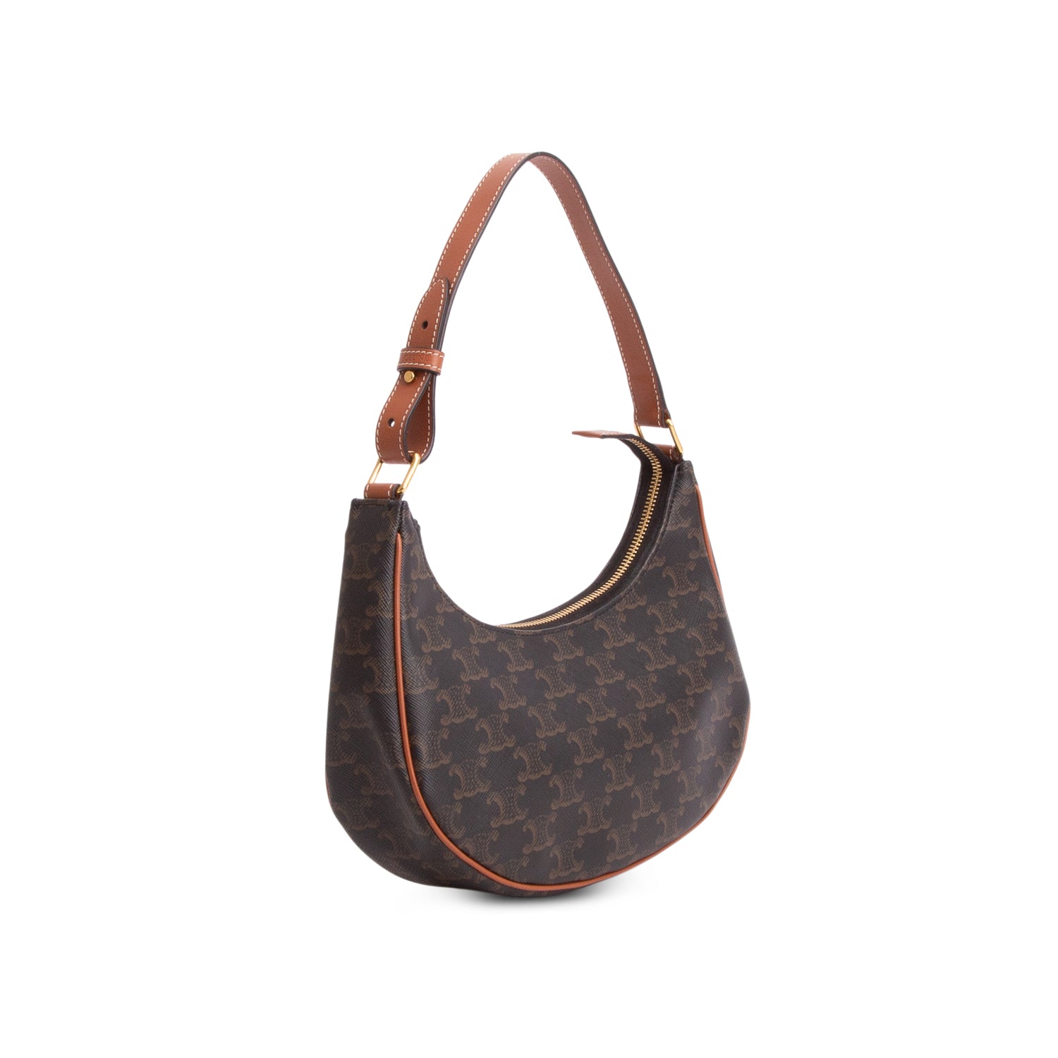 Celine 2020 Brown Triomphe Canvas and Calfskin Ava Shoulder Bag