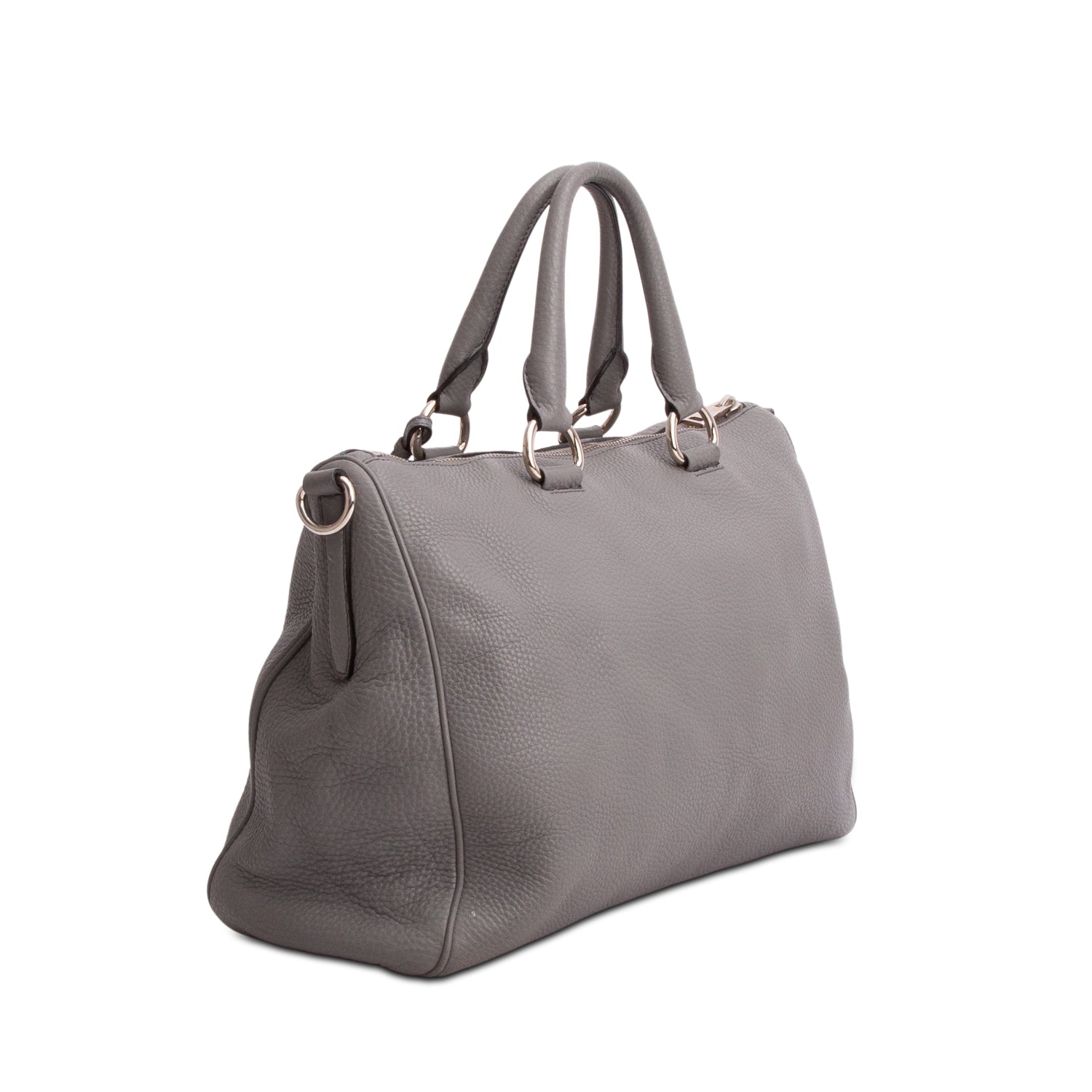 Prada Grey Vitello Daino Tote w/ Strap