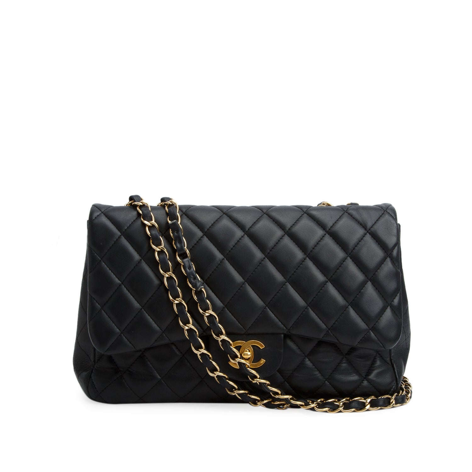 Chanel Black Lambskin Leather Classic Jumbo Single Flap Bag